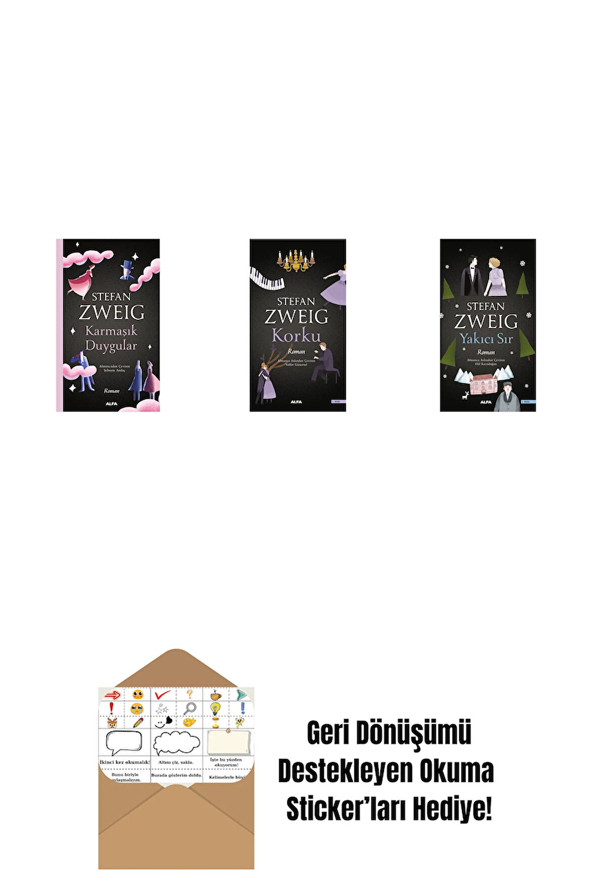 Karmaşık Duygular + Korku + Yakıcı Sır + Okuma Sticker'ları