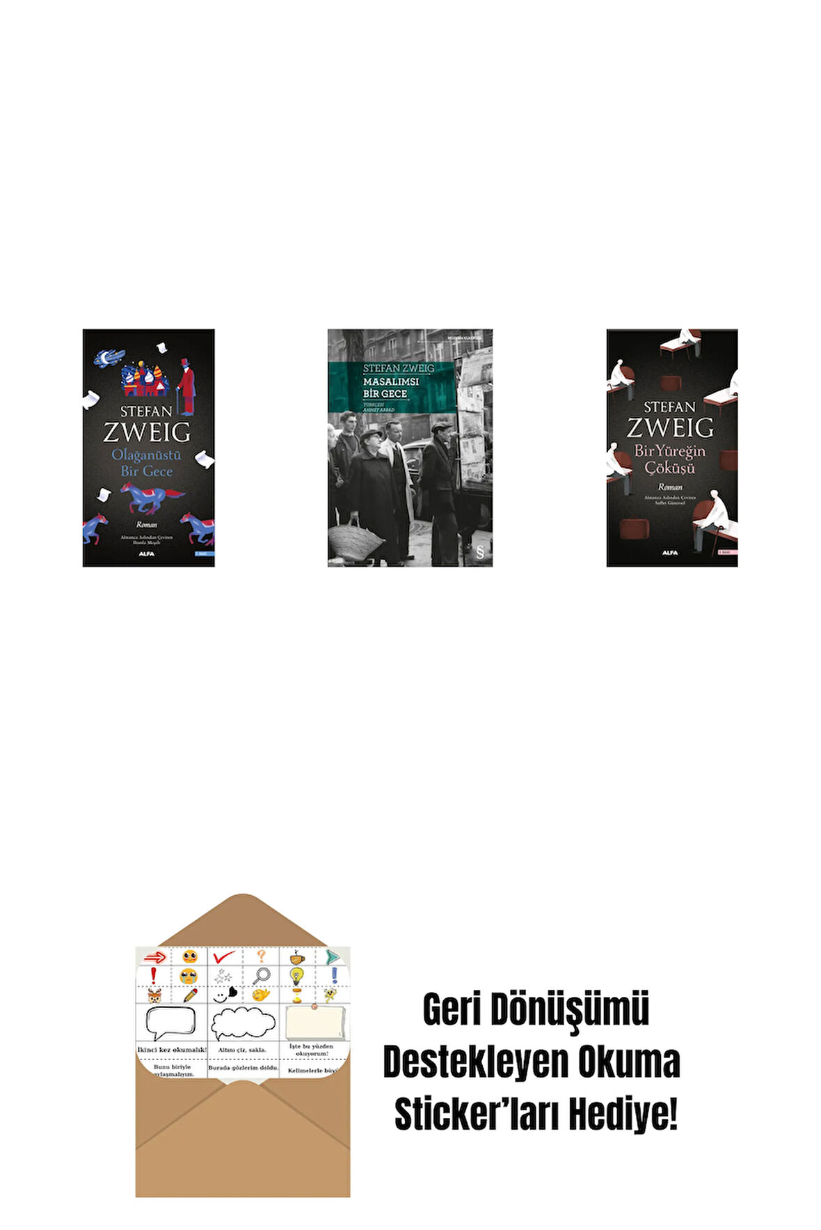 Olağanüstü Bir Gece + Masalımsı Bir Gece + Bir Yüreğin Çöküşü + Okuma Sticker'ları