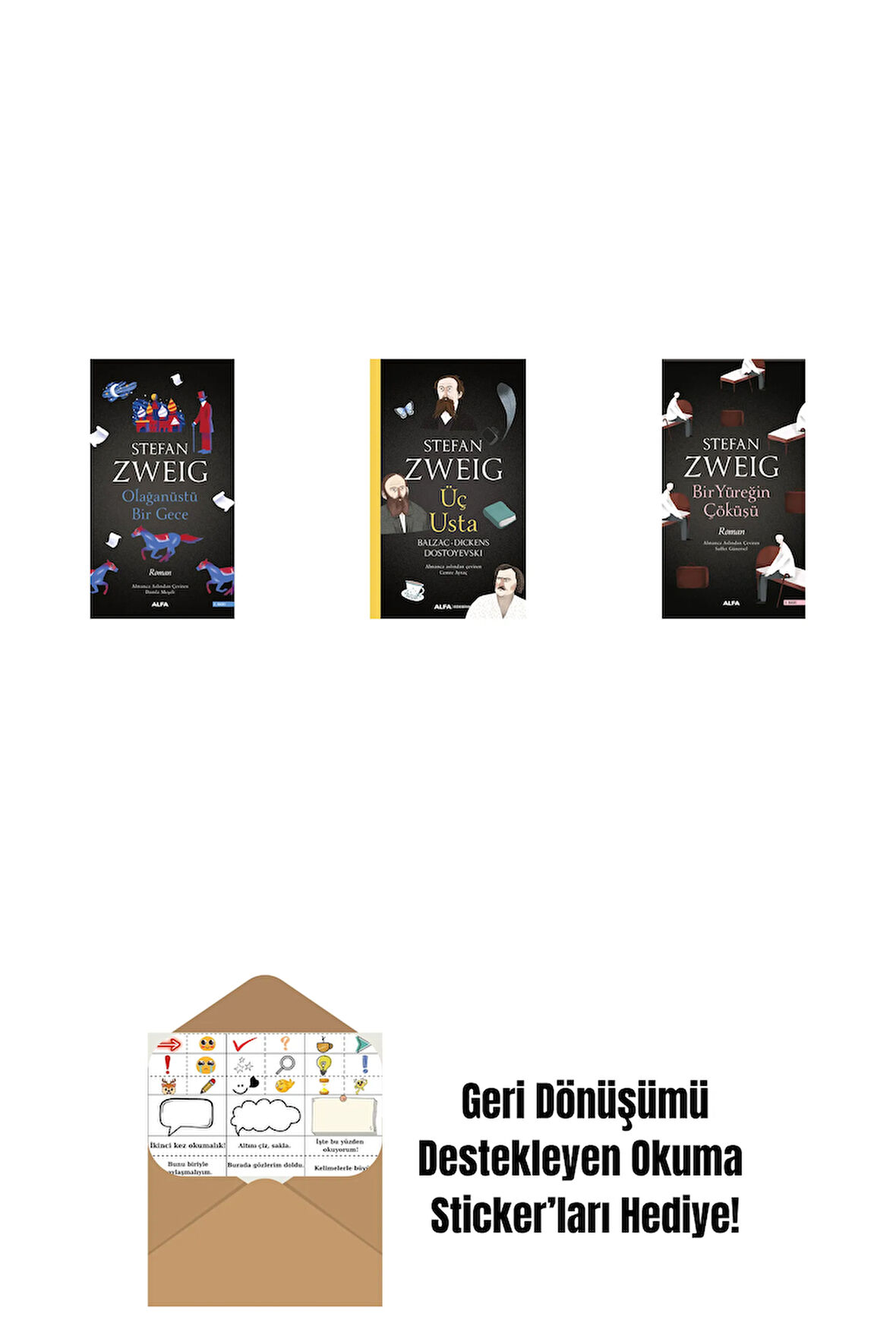 Olağanüstü Bir Gece + Üç Usta + Bir Yüreğin Çöküşü + Okuma Sticker'ları