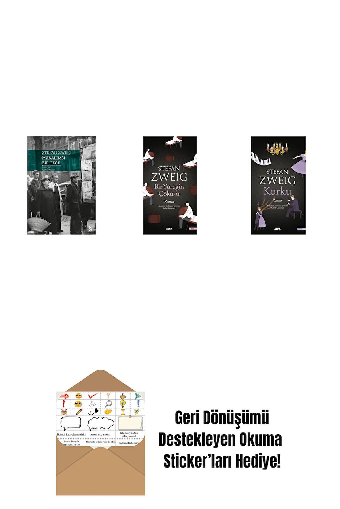 Masalımsı Bir Gece + Bir Yüreğin Çöküşü + Korku + Okuma Sticker'ları