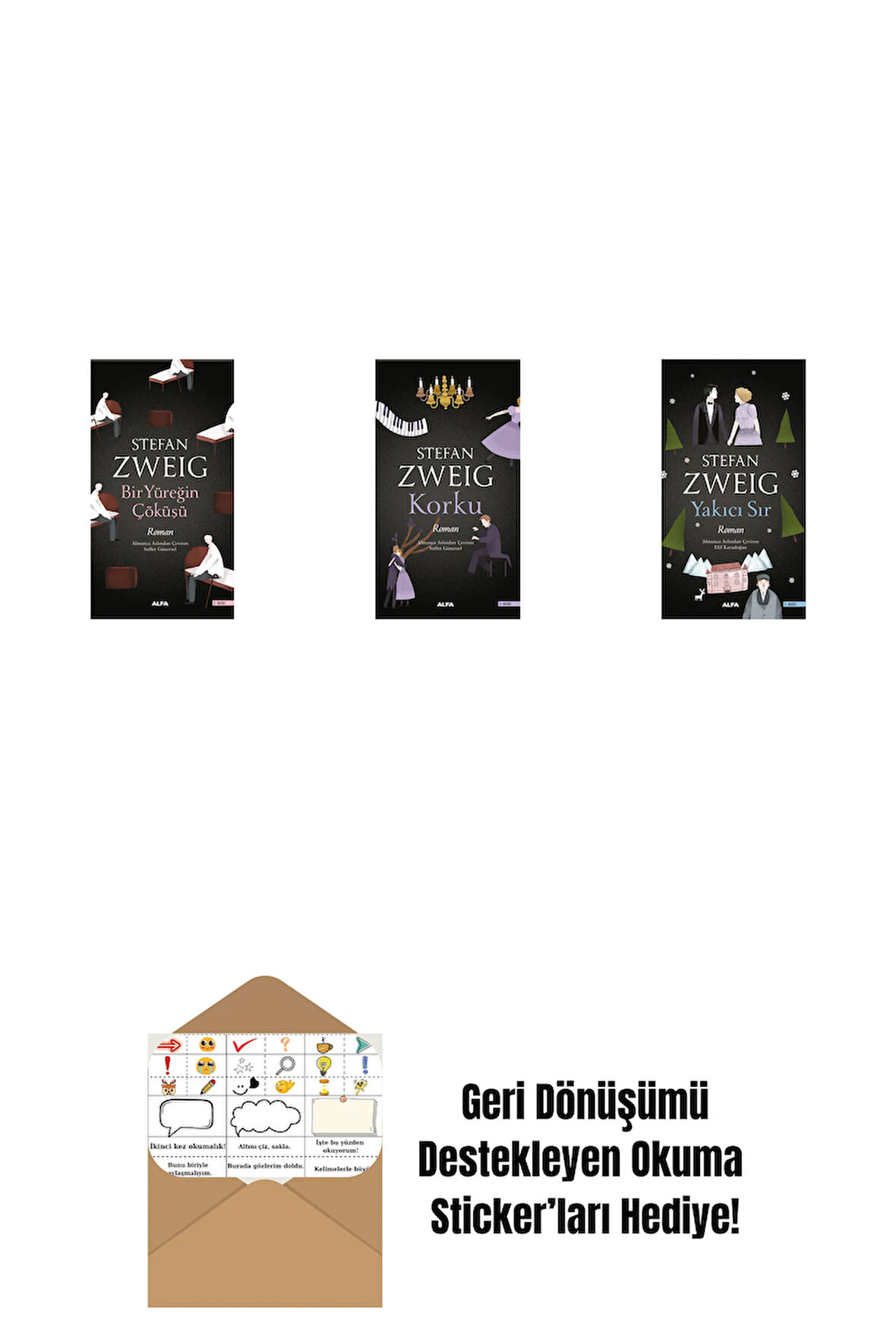 Bir Yüreğin Çöküşü + Korku + Yakıcı Sır + Okuma Sticker'ları