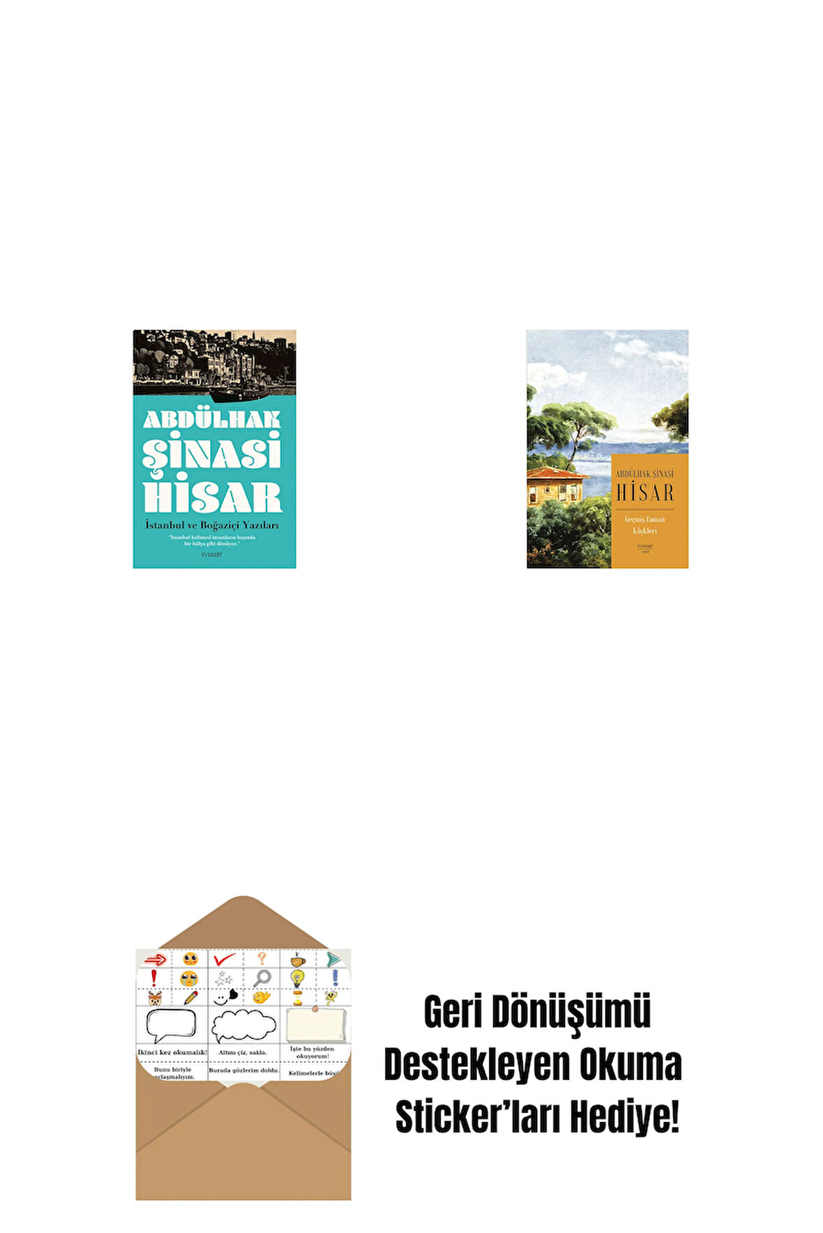İstanbul ve  Boğaziçi Yazıları + Geçmiş Zaman Köşkleri (Kitap Boy) + Okuma Sticker'ları