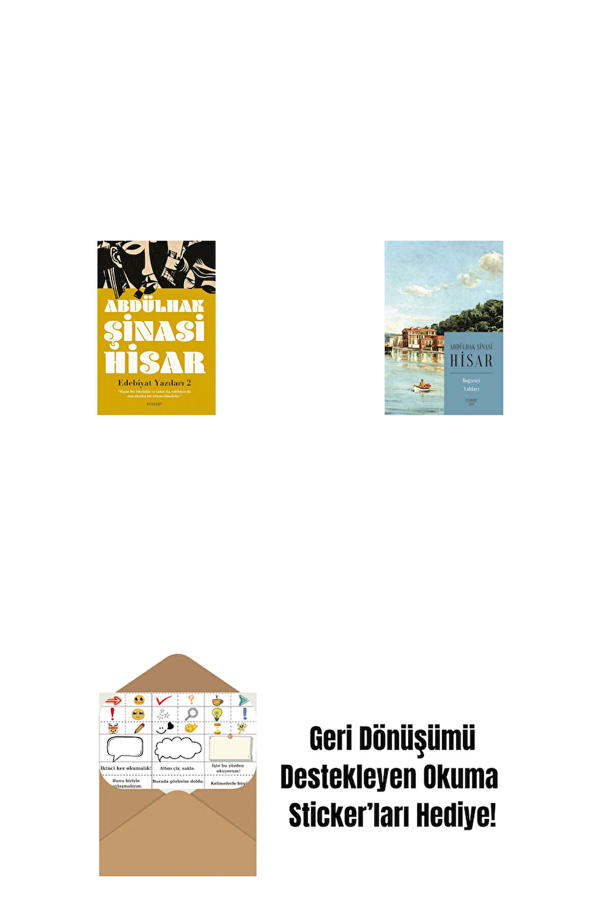 Edebiyat  Yazıları 2 + Boğaziçi Yalıları (Kitap Boy) + Okuma Sticker'ları