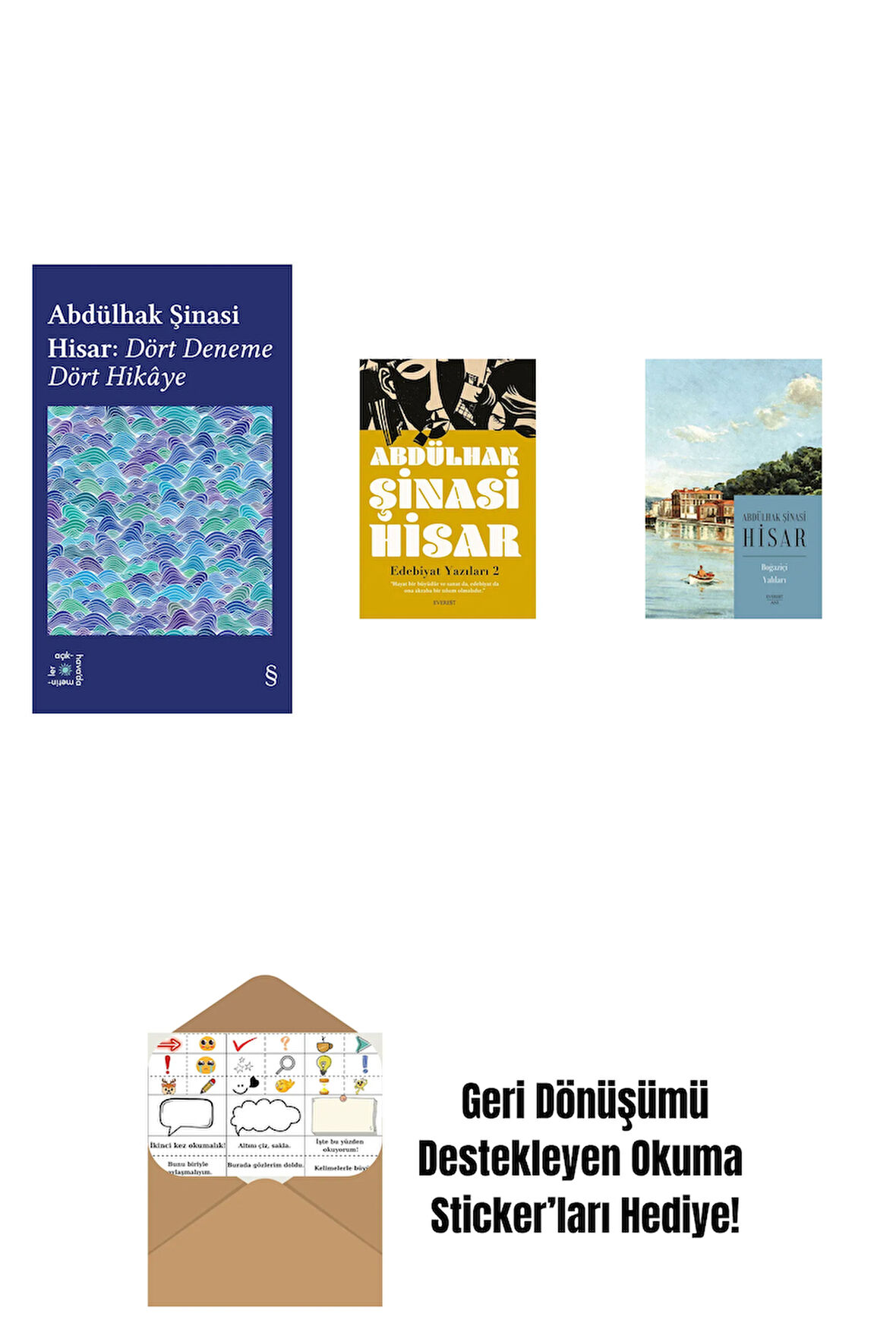 Everest Açıkhava 42 - Dört Deneme Dört Hikâye + Edebiyat  Yazıları 2 + Boğaziçi Yalıları (Kitap Boy) + Okuma Sticker'ları