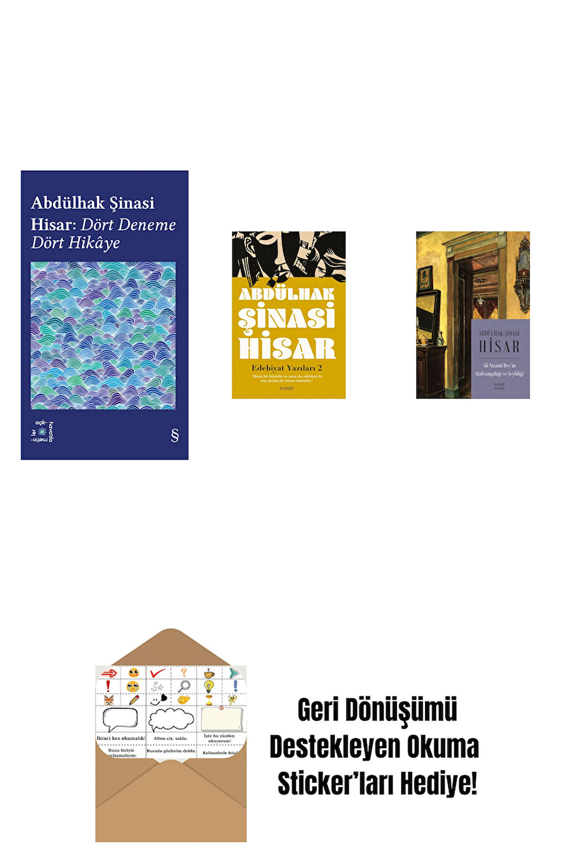 Everest Açıkhava 42 - Dört Deneme Dört Hikâye + Edebiyat  Yazıları 2 + Ali Nizami Bey’in Alafrangalığı ve Şeyhliği (Kitap Boy) + Okuma Sticker'ları