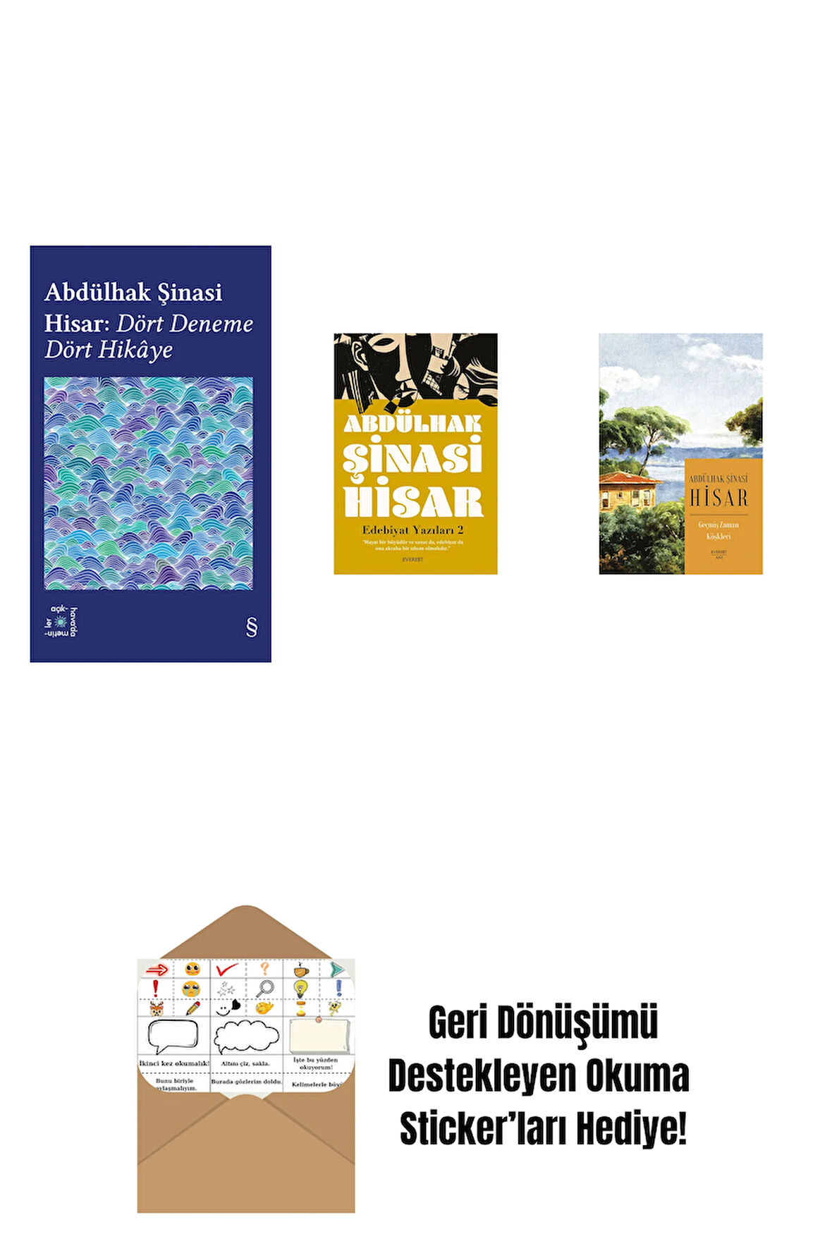 Everest Açıkhava 42 - Dört Deneme Dört Hikâye + Edebiyat  Yazıları 2 + Geçmiş Zaman Köşkleri (Kitap Boy) + Okuma Sticker'ları