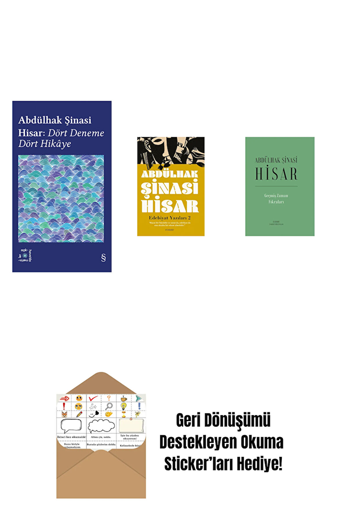Everest Açıkhava 42 - Dört Deneme Dört Hikâye + Edebiyat  Yazıları 2 + Geçmiş Zaman  Fıkraları (Ciltli) + Okuma Sticker'ları