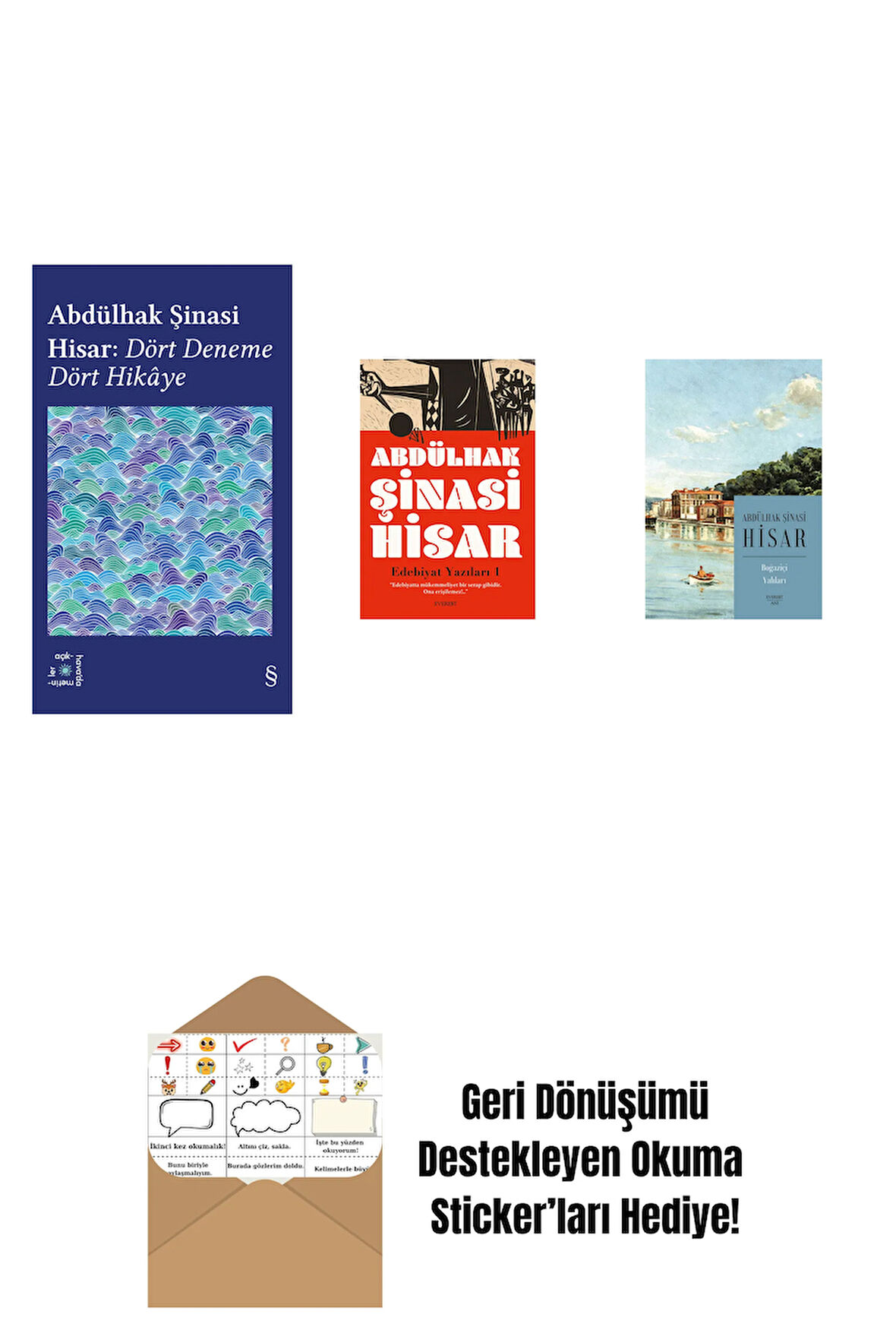 Everest Açıkhava 42 - Dört Deneme Dört Hikâye + Edebiyat Yazıları - 1 + Boğaziçi Yalıları (Kitap Boy) + Okuma Sticker'ları