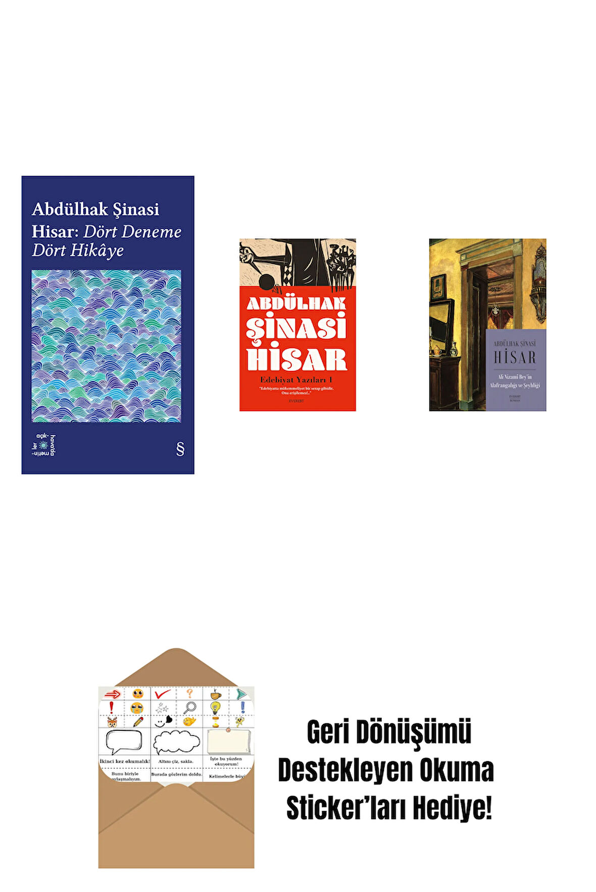 Everest Açıkhava 42 - Dört Deneme Dört Hikâye + Edebiyat Yazıları - 1 + Ali Nizami Bey’in Alafrangalığı ve Şeyhliği (Kitap Boy) + Okuma Sticker'ları