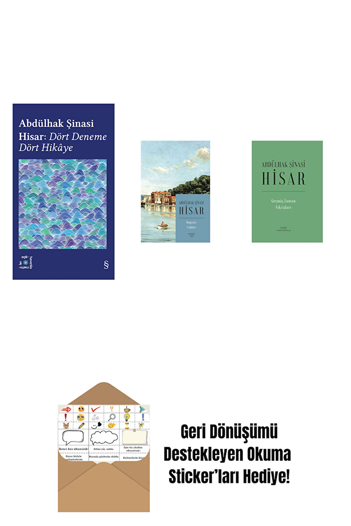 Everest Açıkhava 42 - Dört Deneme Dört Hikâye + Boğaziçi Yalıları (Kitap Boy) + Geçmiş Zaman  Fıkraları (Ciltli) + Okuma Sticker'ları