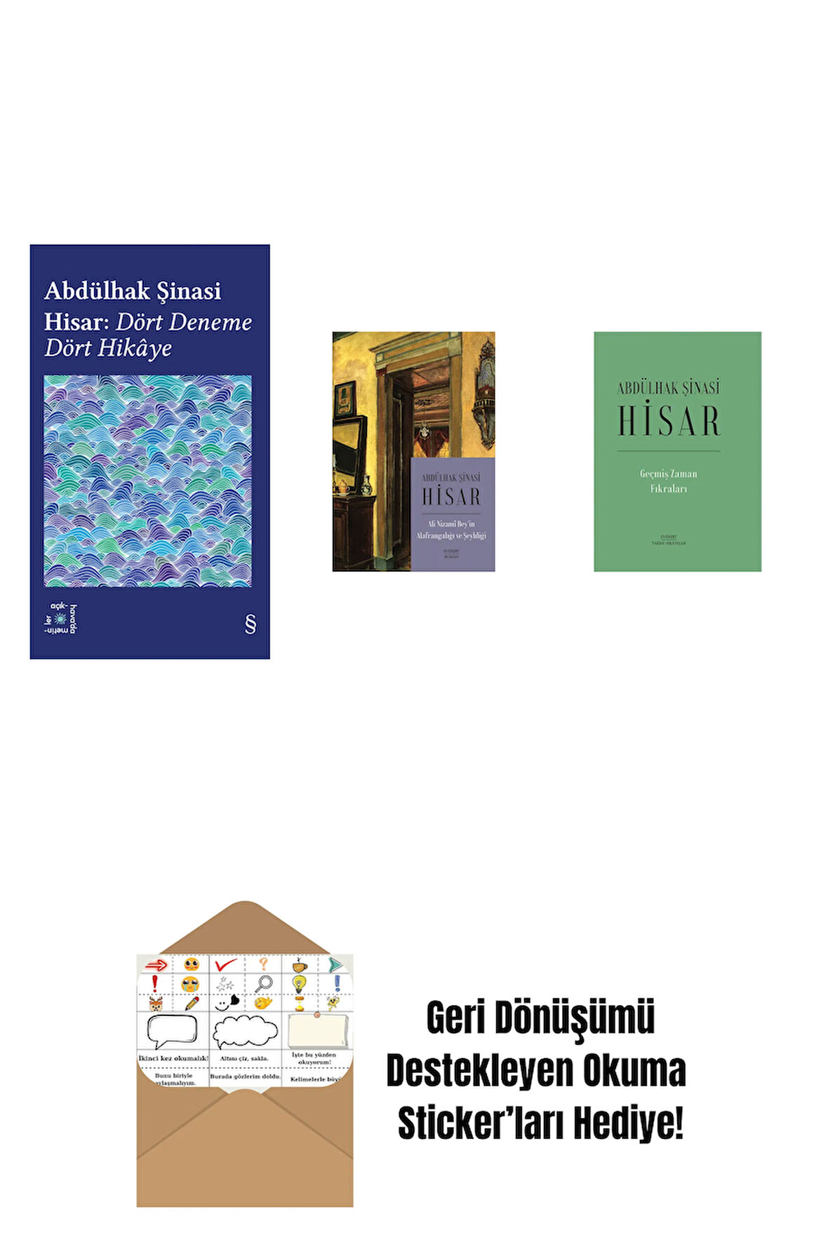 Everest Açıkhava 42 - Dört Deneme Dört Hikâye + Ali Nizami Bey’in Alafrangalığı ve Şeyhliği (Kitap Boy) + Geçmiş Zaman  Fıkraları (Ciltli) + Okuma Sticker'ları