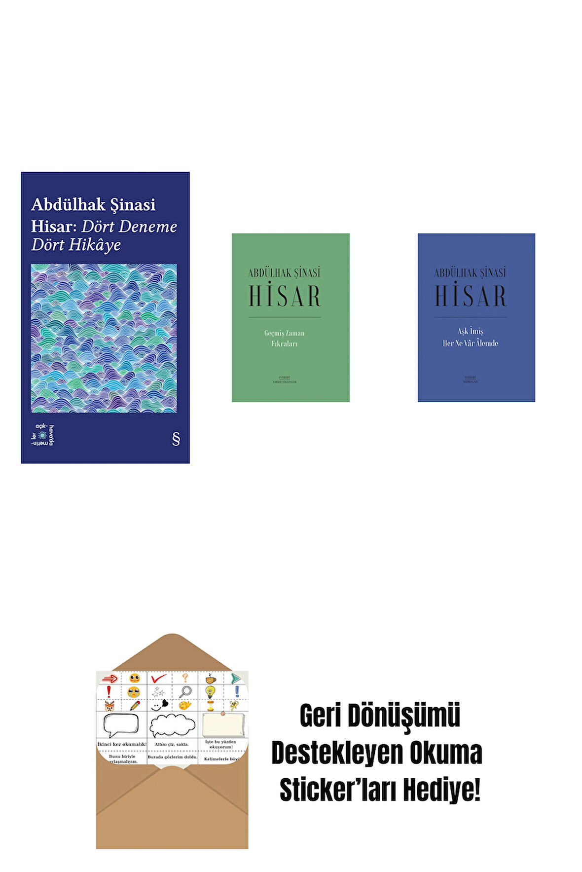Everest Açıkhava 42 - Dört Deneme Dört Hikâye + Geçmiş Zaman  Fıkraları (Ciltli) + Aşk İmiş Her Ne Vâr Âlemde (Ciltli) + Okuma Sticker'ları