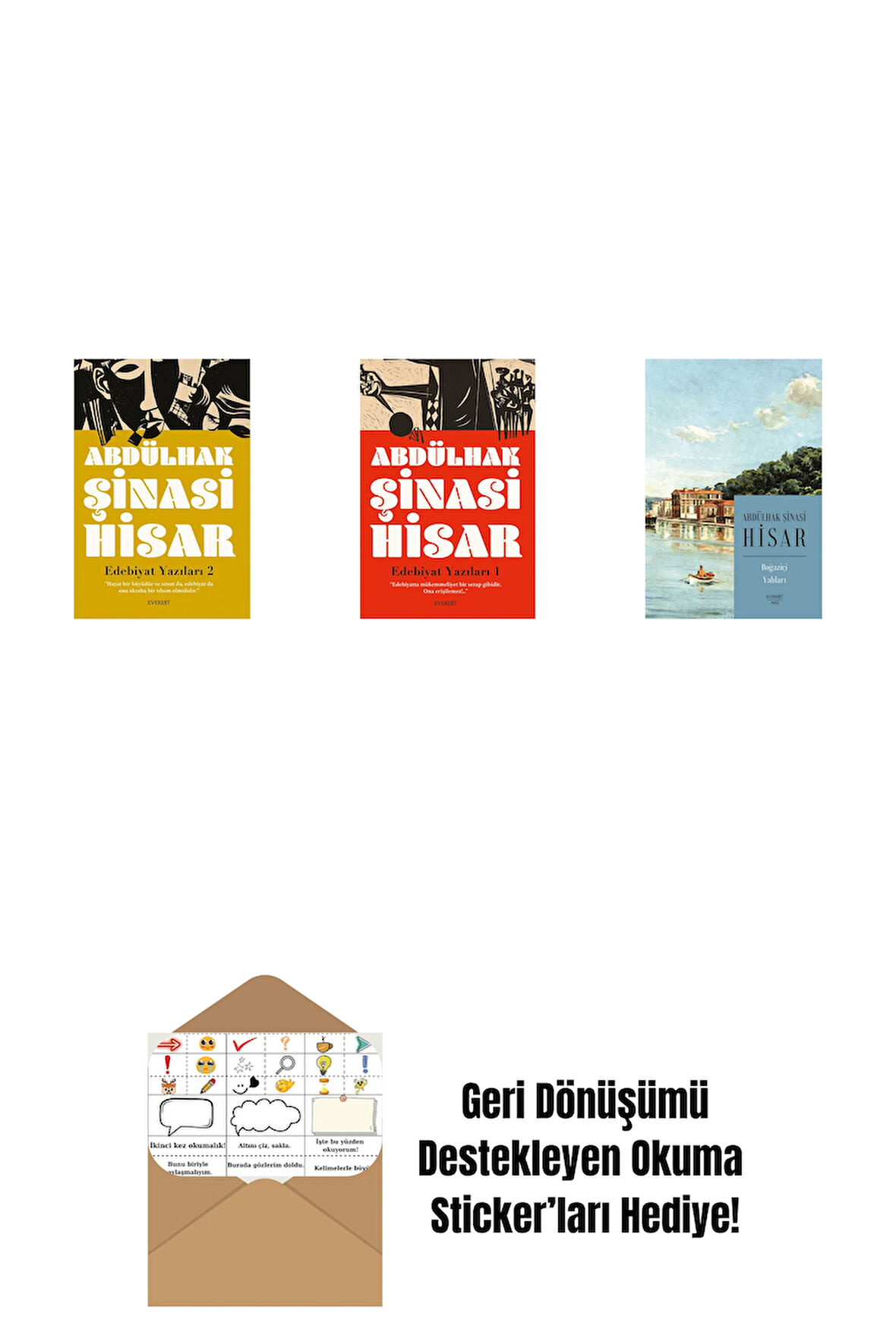 Edebiyat  Yazıları 2 + Edebiyat Yazıları - 1 + Boğaziçi Yalıları (Kitap Boy) + Okuma Sticker'ları