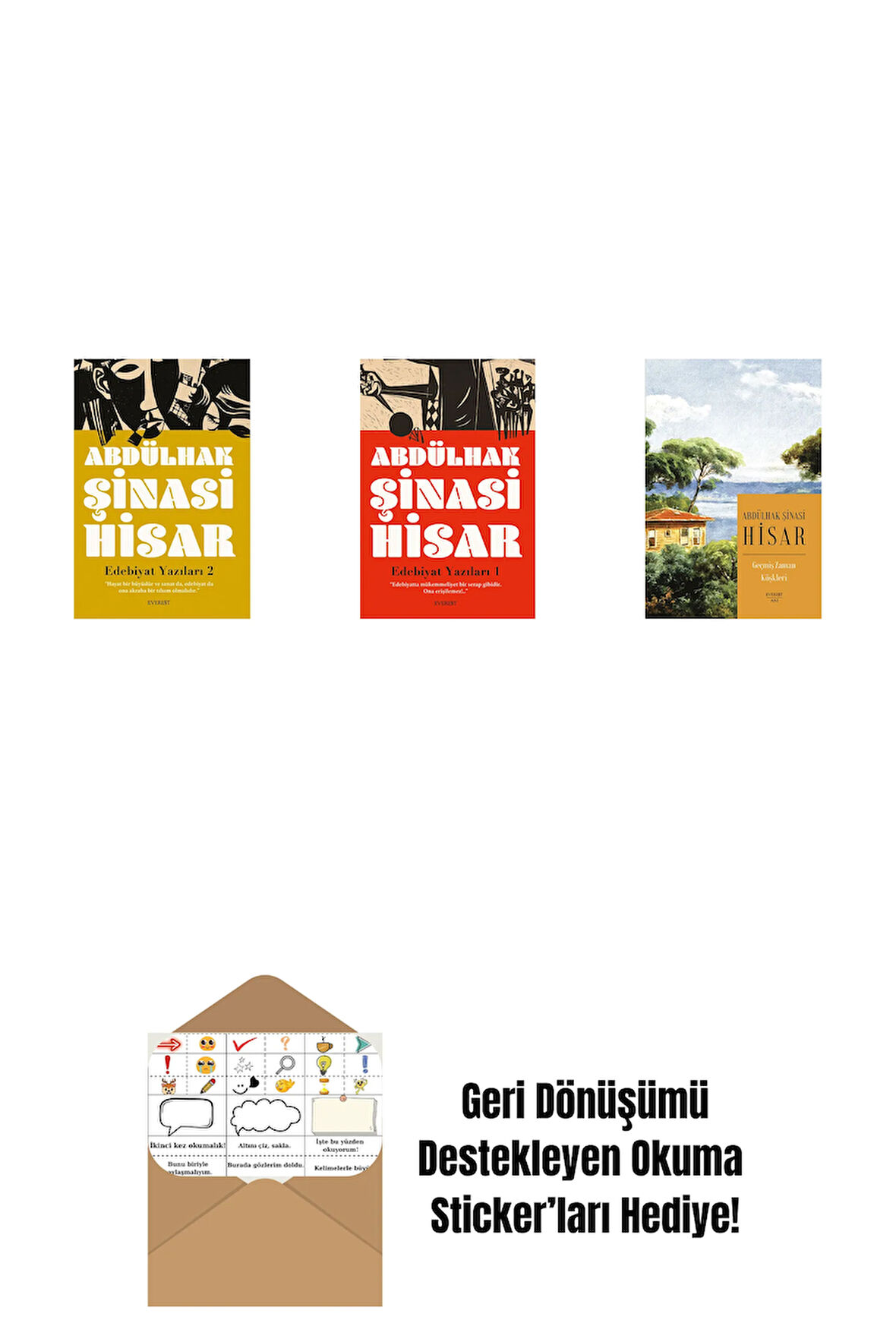 Edebiyat  Yazıları 2 + Edebiyat Yazıları - 1 + Geçmiş Zaman Köşkleri (Kitap Boy) + Okuma Sticker'ları