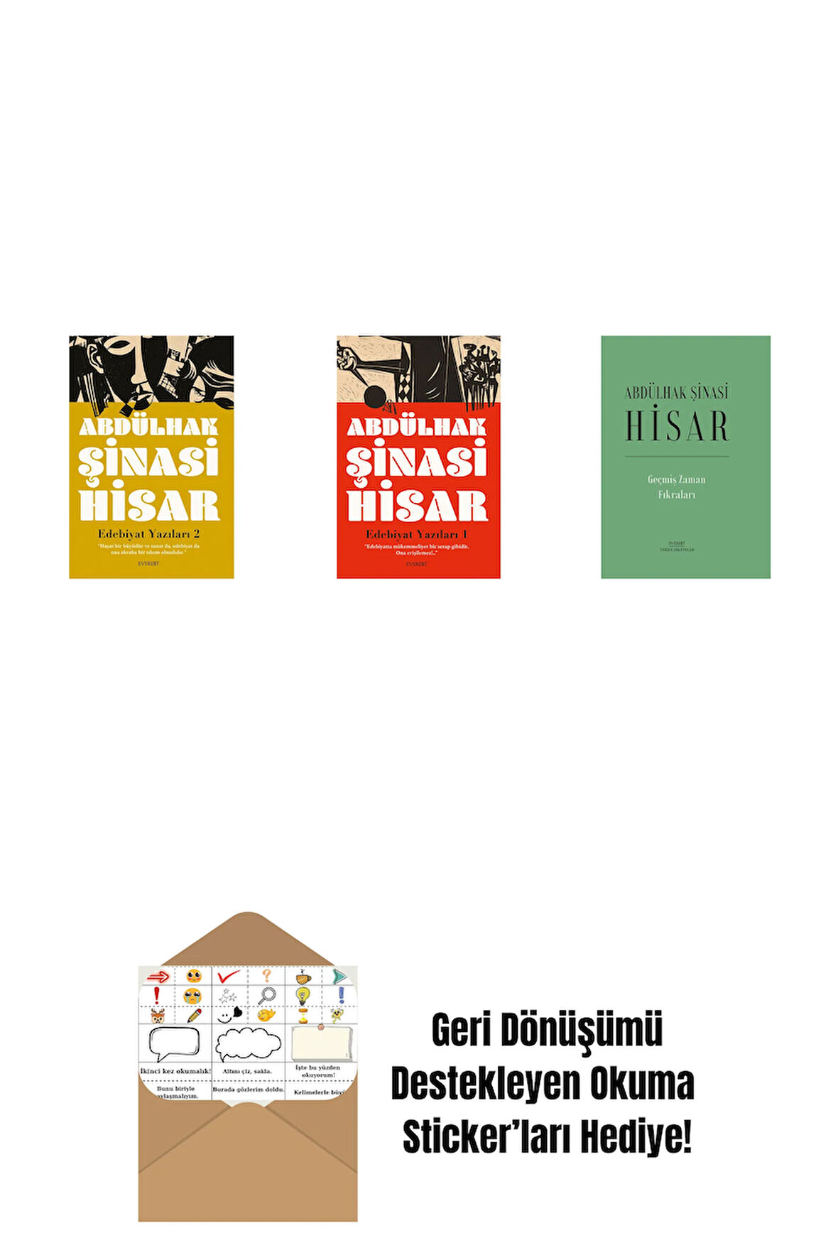 Edebiyat  Yazıları 2 + Edebiyat Yazıları - 1 + Geçmiş Zaman  Fıkraları (Ciltli) + Okuma Sticker'ları