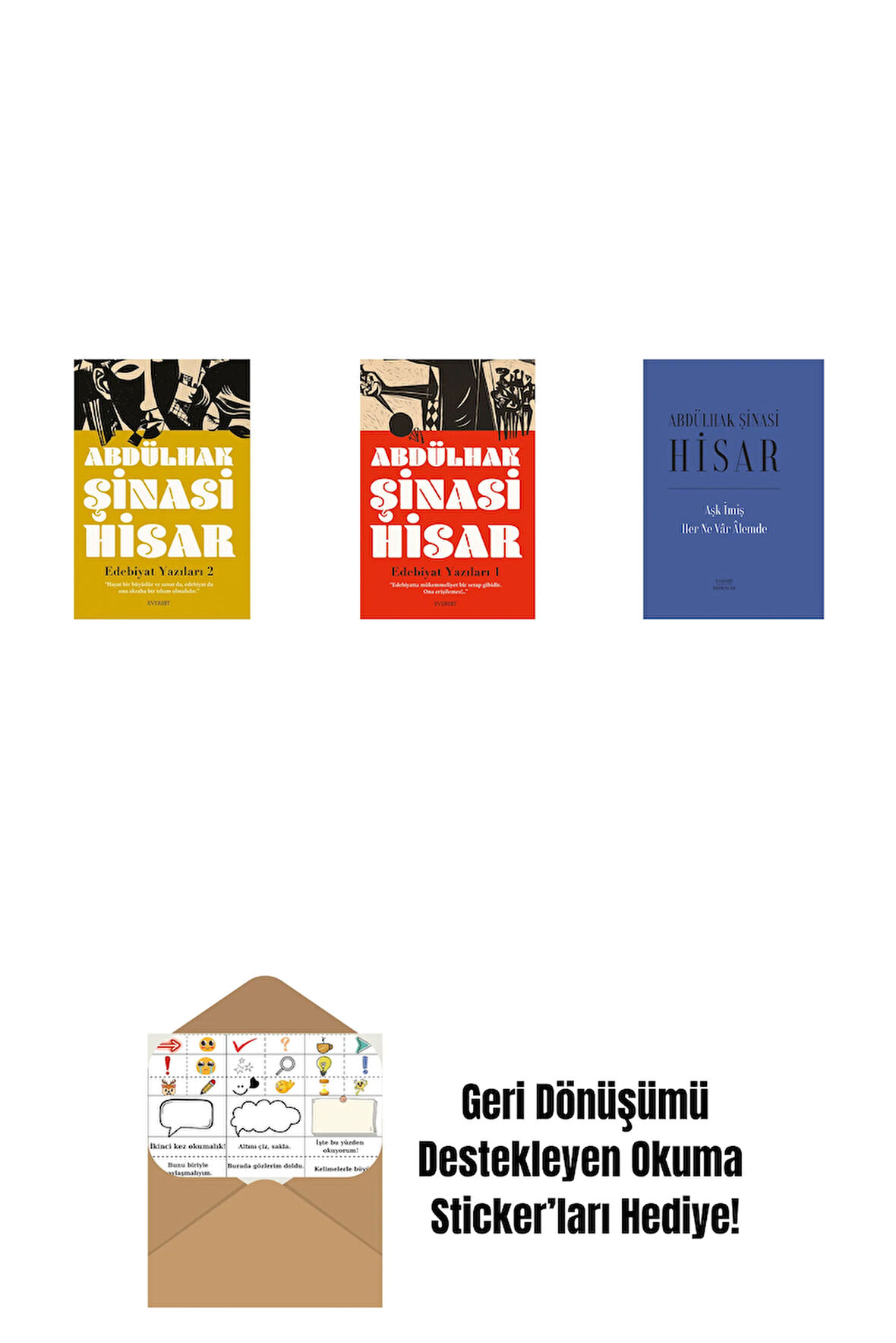 Edebiyat  Yazıları 2 + Edebiyat Yazıları - 1 + Aşk İmiş Her Ne Vâr Âlemde (Ciltli) + Okuma Sticker'ları