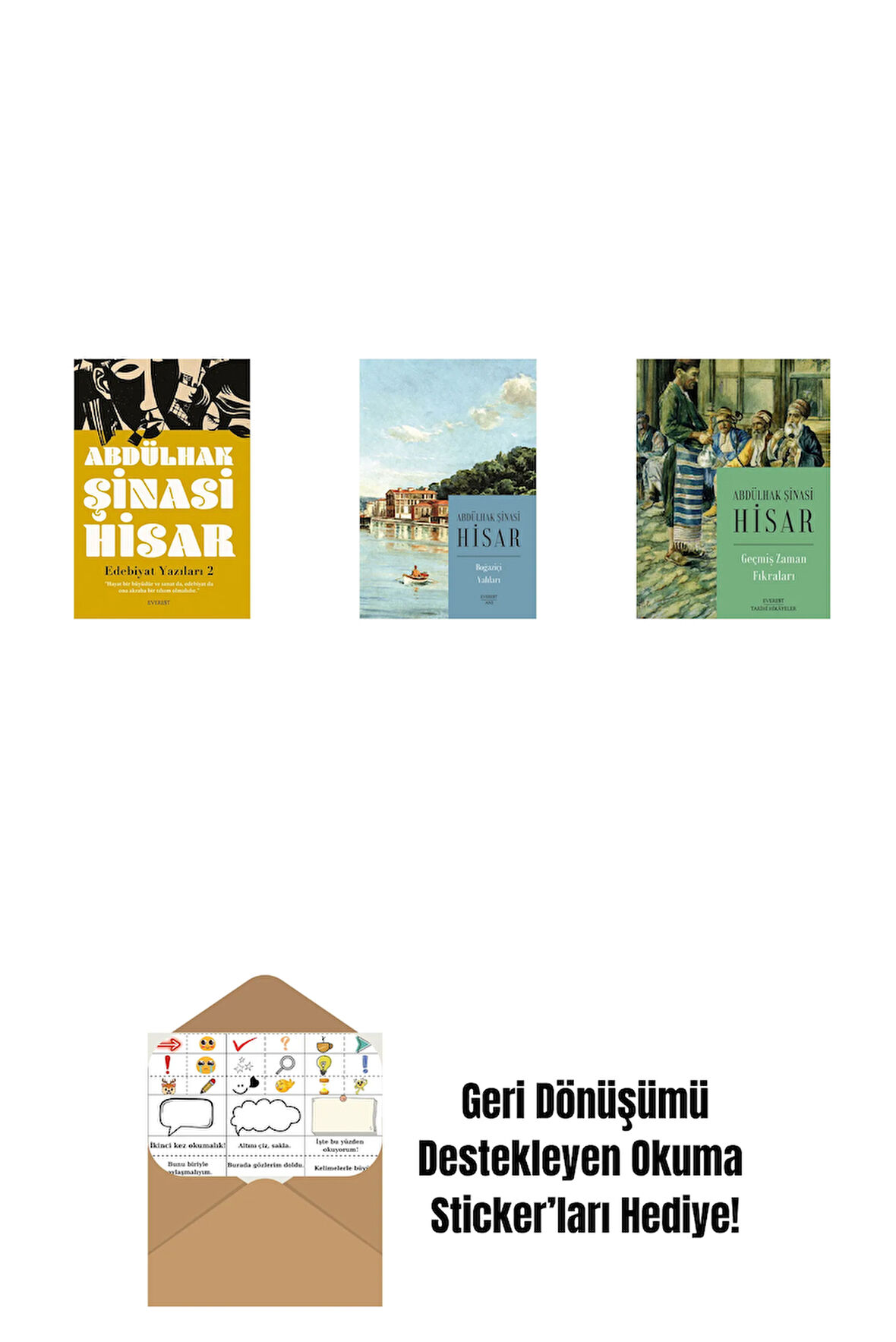 Edebiyat  Yazıları 2 + Boğaziçi Yalıları (Kitap Boy) + Geçmiş Zaman Fıkraları + Okuma Sticker'ları