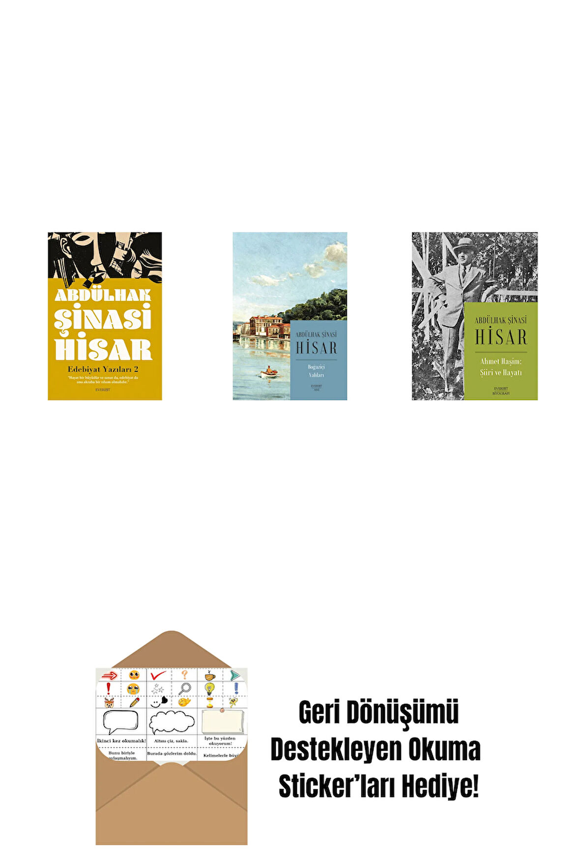 Edebiyat  Yazıları 2 + Boğaziçi Yalıları (Kitap Boy) + Ahmet Haşim:  Şiiri ve Hayatı + Okuma Sticker'ları