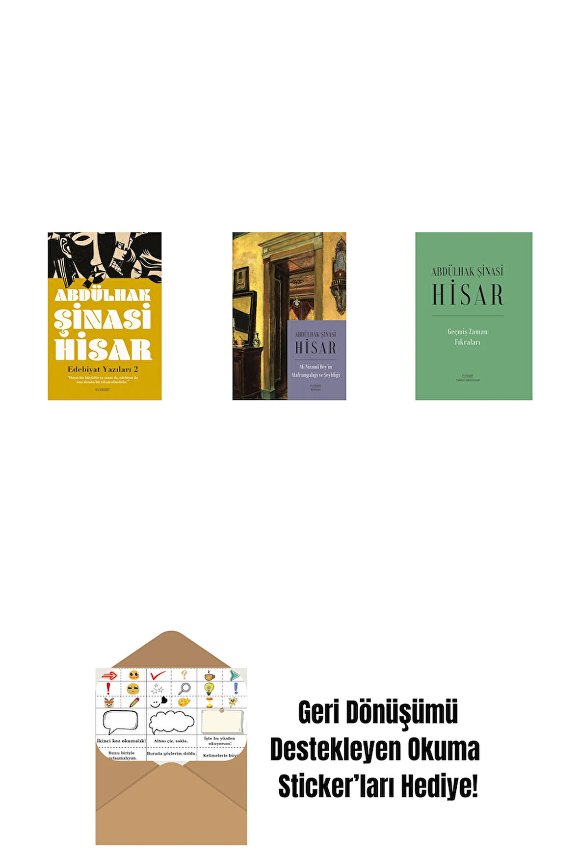 Edebiyat  Yazıları 2 + Ali Nizami Bey’in Alafrangalığı ve Şeyhliği (Kitap Boy) + Geçmiş Zaman  Fıkraları (Ciltli) + Okuma Sticker'ları