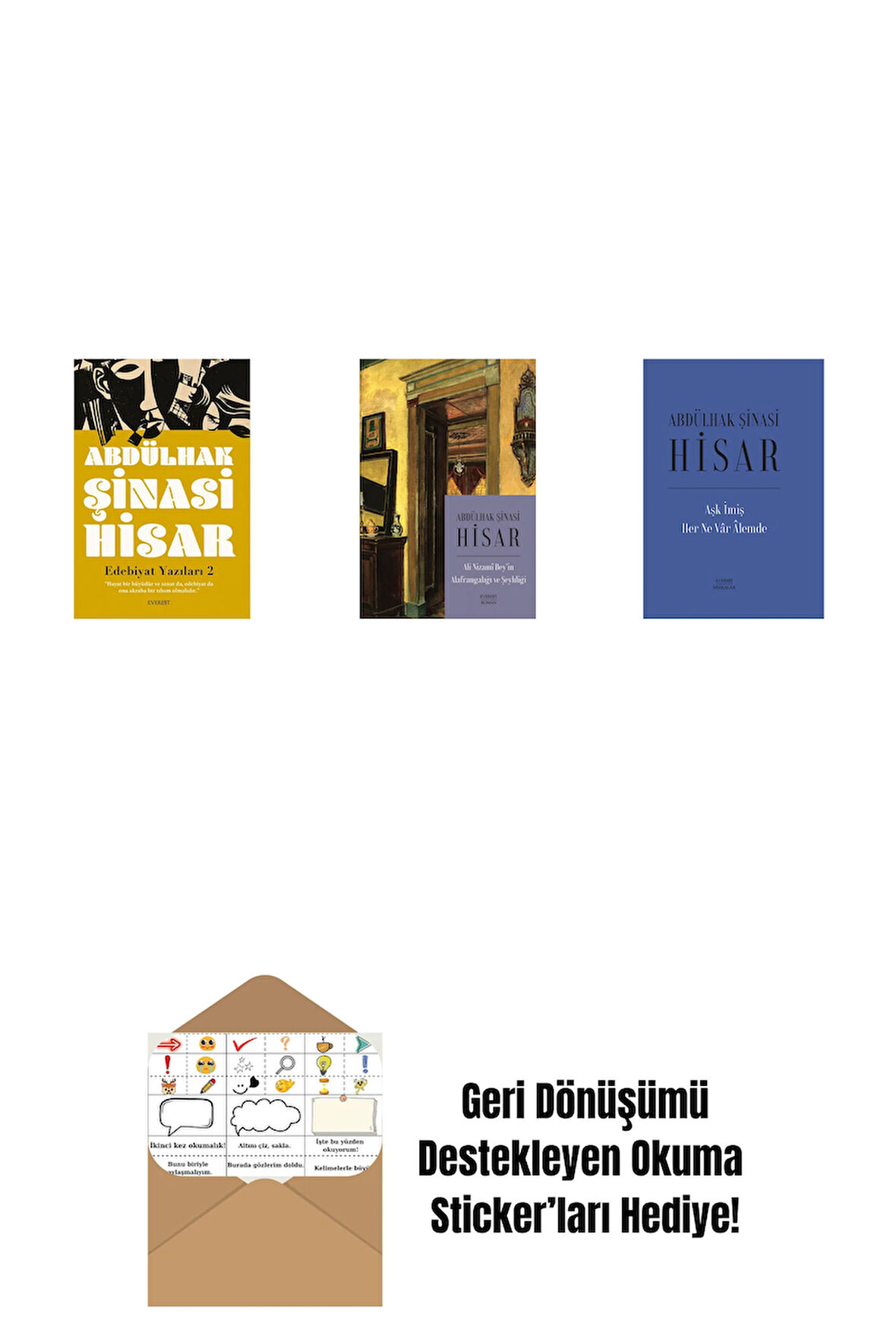 Edebiyat  Yazıları 2 + Ali Nizami Bey’in Alafrangalığı ve Şeyhliği (Kitap Boy) + Aşk İmiş Her Ne Vâr Âlemde (Ciltli) + Okuma Sticker'ları