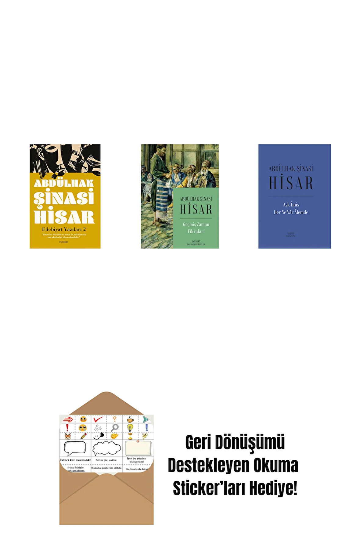 Edebiyat  Yazıları 2 + Geçmiş Zaman Fıkraları + Aşk İmiş Her Ne Vâr Âlemde (Ciltli) + Okuma Sticker'ları