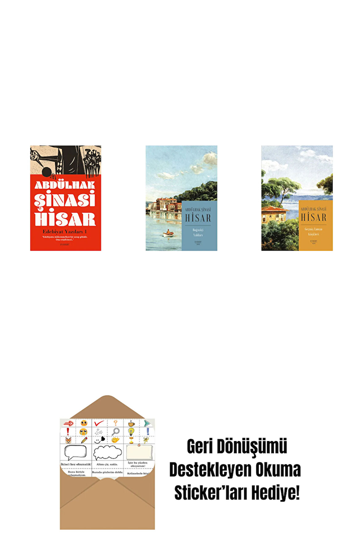 Edebiyat Yazıları - 1 + Boğaziçi Yalıları (Kitap Boy) + Geçmiş Zaman Köşkleri (Kitap Boy) + Okuma Sticker'ları