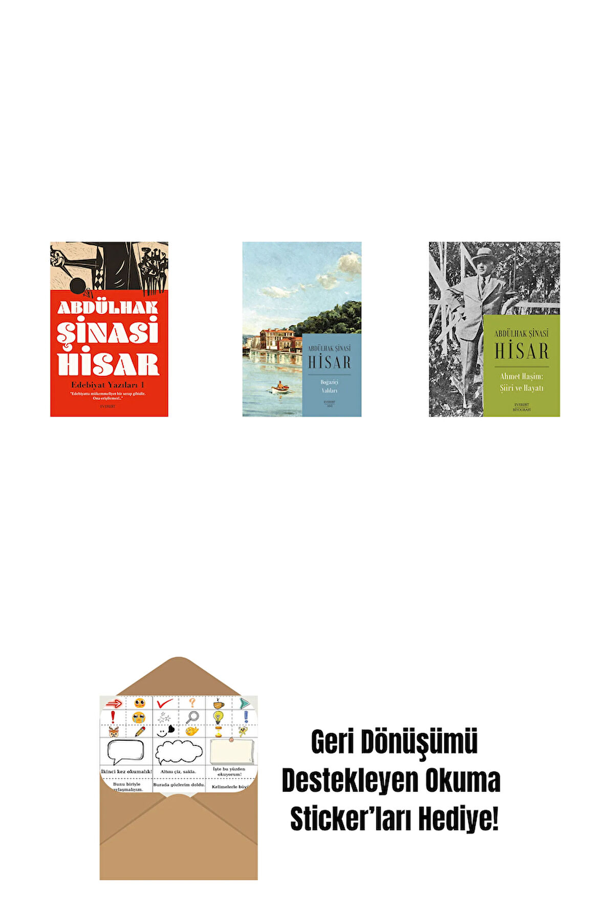 Edebiyat Yazıları - 1 + Boğaziçi Yalıları (Kitap Boy) + Ahmet Haşim:  Şiiri ve Hayatı + Okuma Sticker'ları