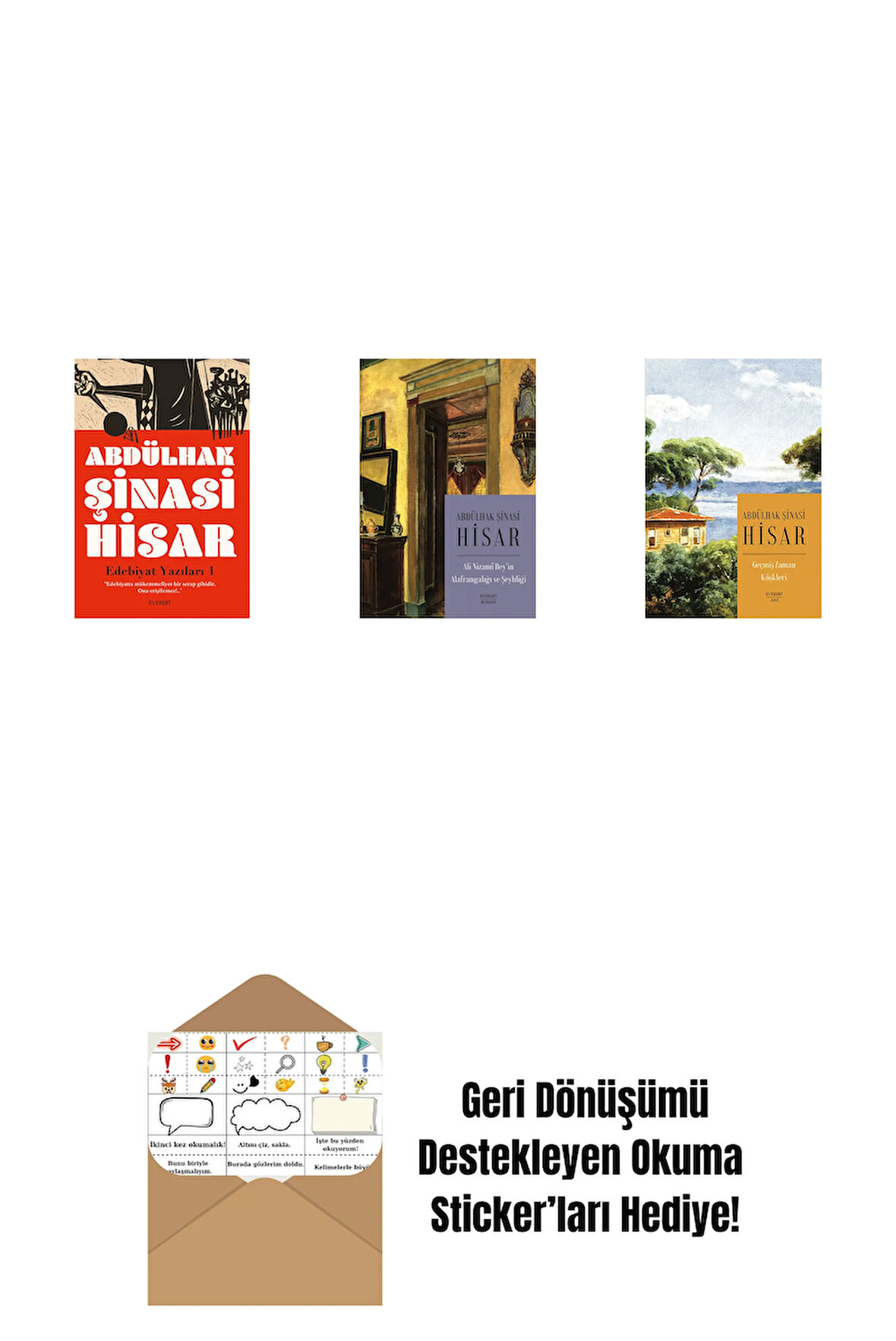 Edebiyat Yazıları - 1 + Ali Nizami Bey’in Alafrangalığı ve Şeyhliği (Kitap Boy) + Geçmiş Zaman Köşkleri (Kitap Boy) + Okuma Sticker'ları