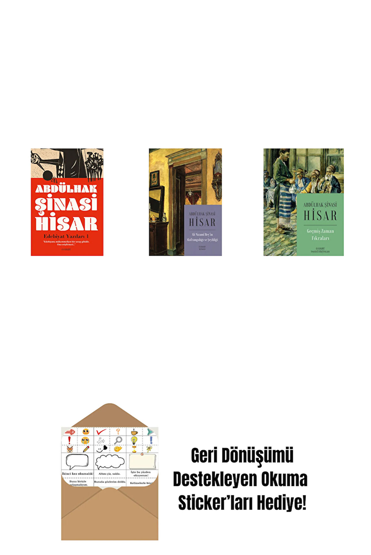 Edebiyat Yazıları - 1 + Ali Nizami Bey’in Alafrangalığı ve Şeyhliği (Kitap Boy) + Geçmiş Zaman Fıkraları + Okuma Sticker'ları