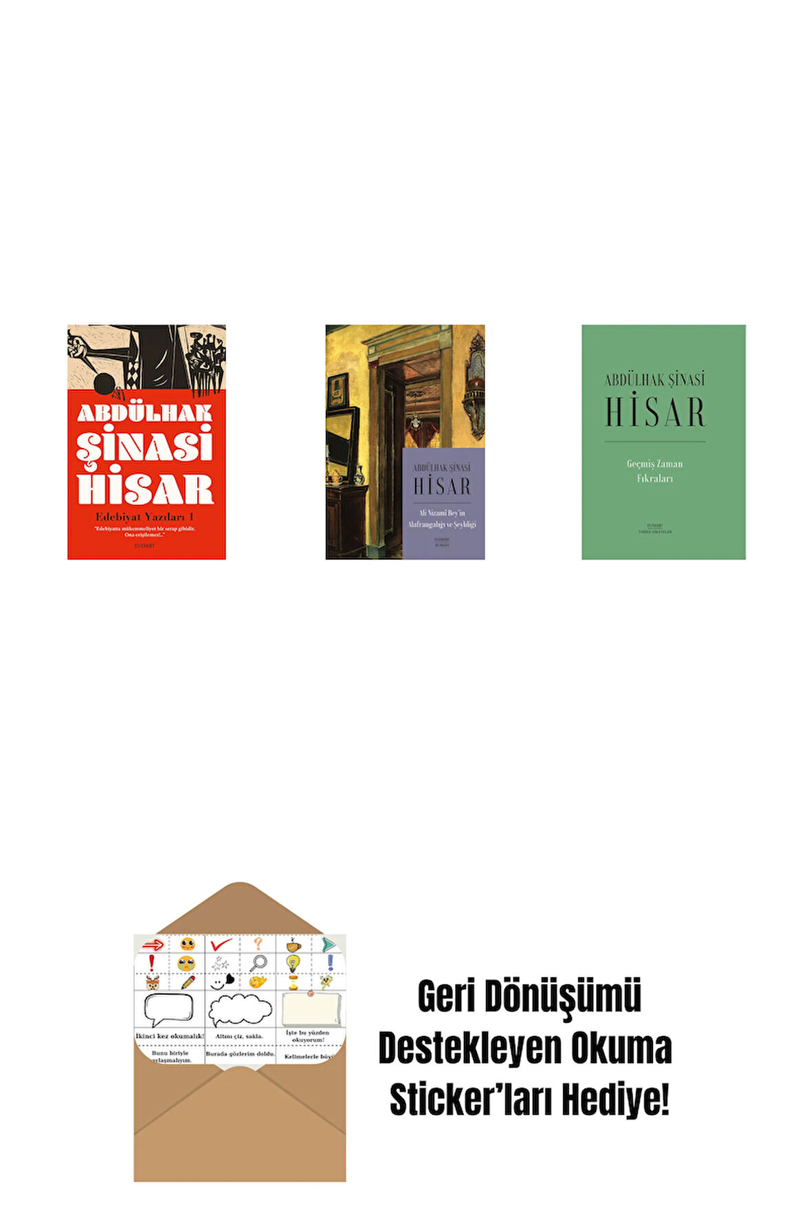 Edebiyat Yazıları - 1 + Ali Nizami Bey’in Alafrangalığı ve Şeyhliği (Kitap Boy) + Geçmiş Zaman  Fıkraları (Ciltli) + Okuma Sticker'ları