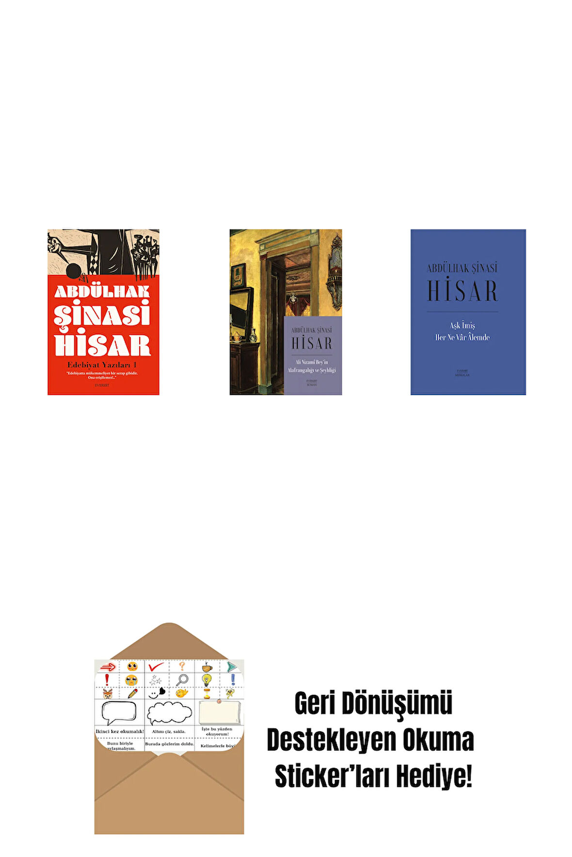 Edebiyat Yazıları - 1 + Ali Nizami Bey’in Alafrangalığı ve Şeyhliği (Kitap Boy) + Aşk İmiş Her Ne Vâr Âlemde (Ciltli) + Okuma Sticker'ları