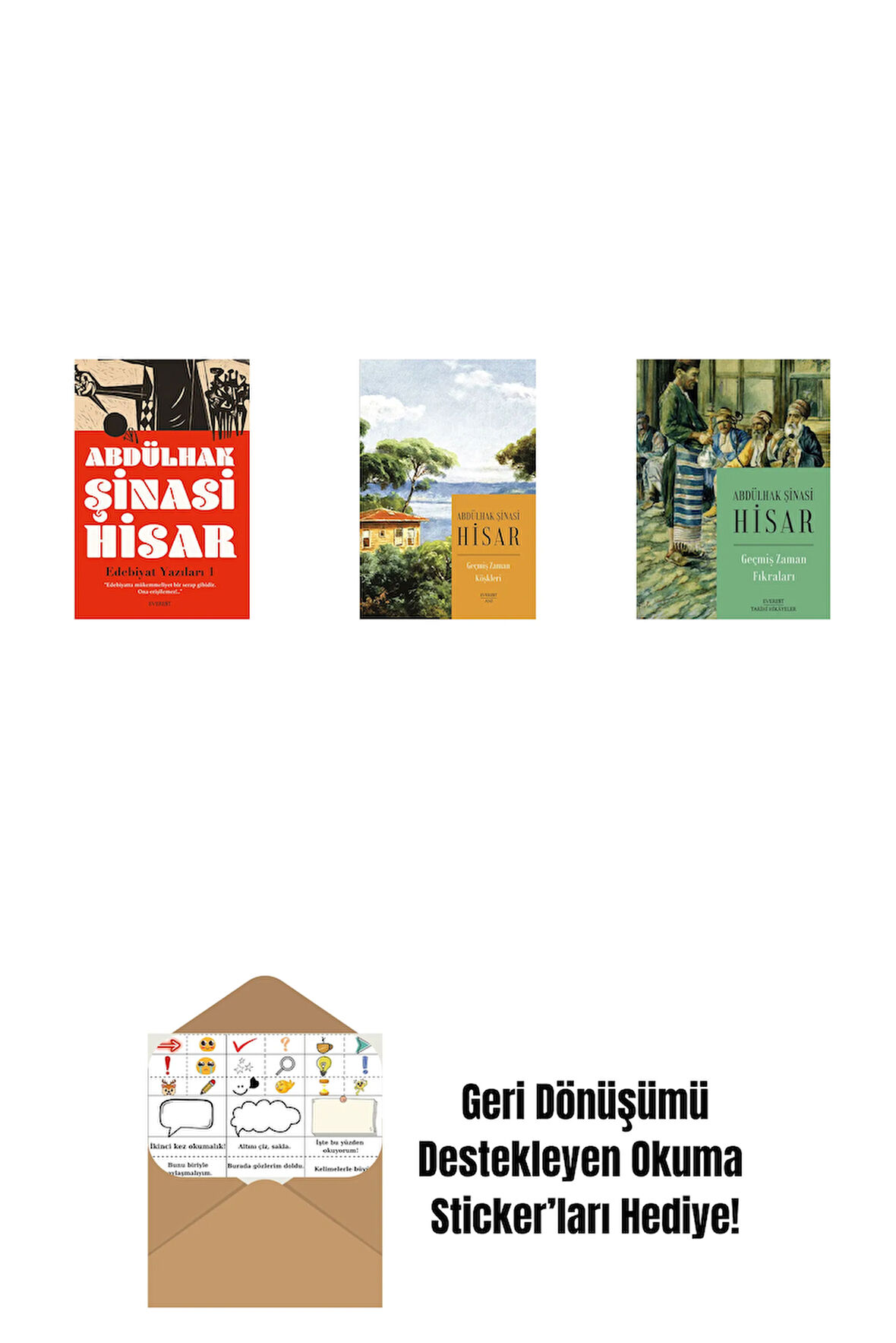 Edebiyat Yazıları - 1 + Geçmiş Zaman Köşkleri (Kitap Boy) + Geçmiş Zaman Fıkraları + Okuma Sticker'ları
