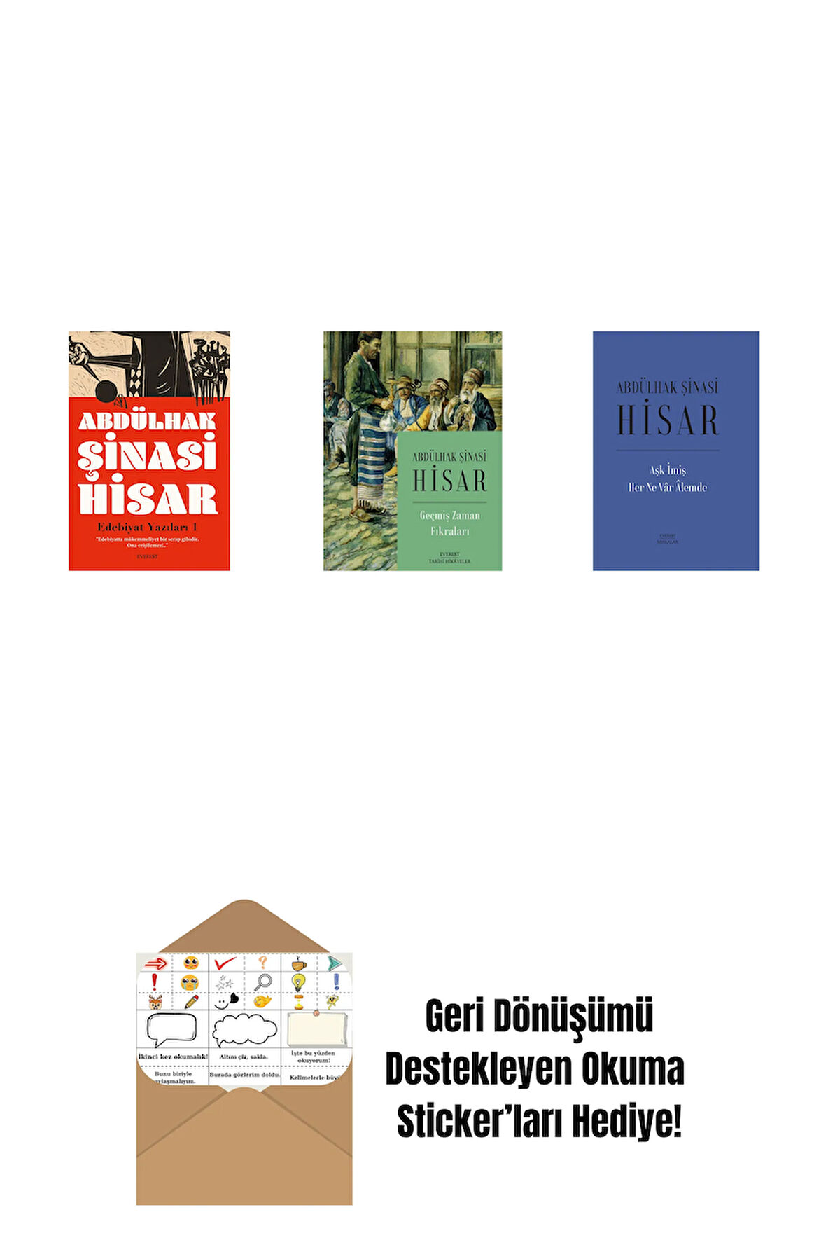 Edebiyat Yazıları - 1 + Geçmiş Zaman Fıkraları + Aşk İmiş Her Ne Vâr Âlemde (Ciltli) + Okuma Sticker'ları