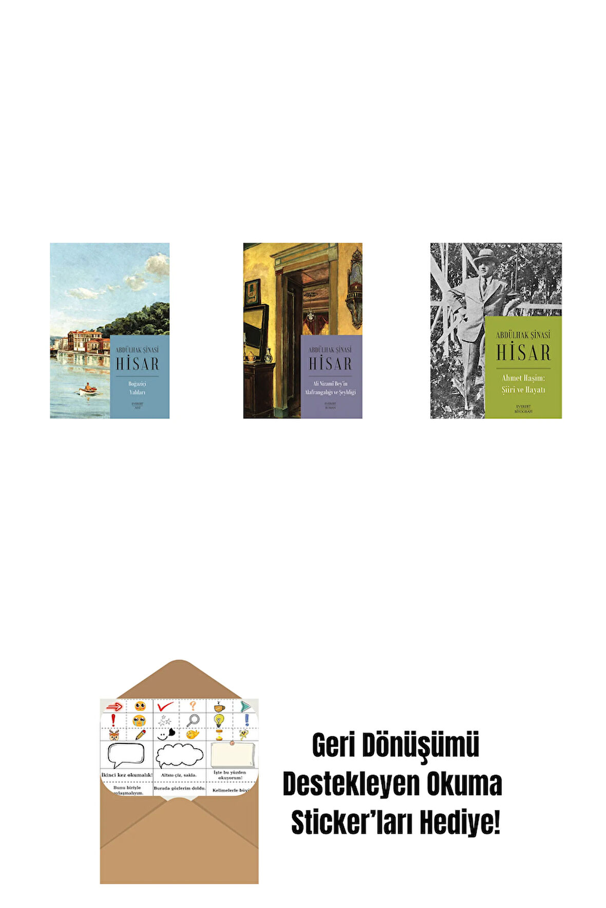 Boğaziçi Yalıları (Kitap Boy) + Ali Nizami Bey’in Alafrangalığı ve Şeyhliği (Kitap Boy) + Ahmet Haşim:  Şiiri ve Hayatı + Okuma Sticker'ları