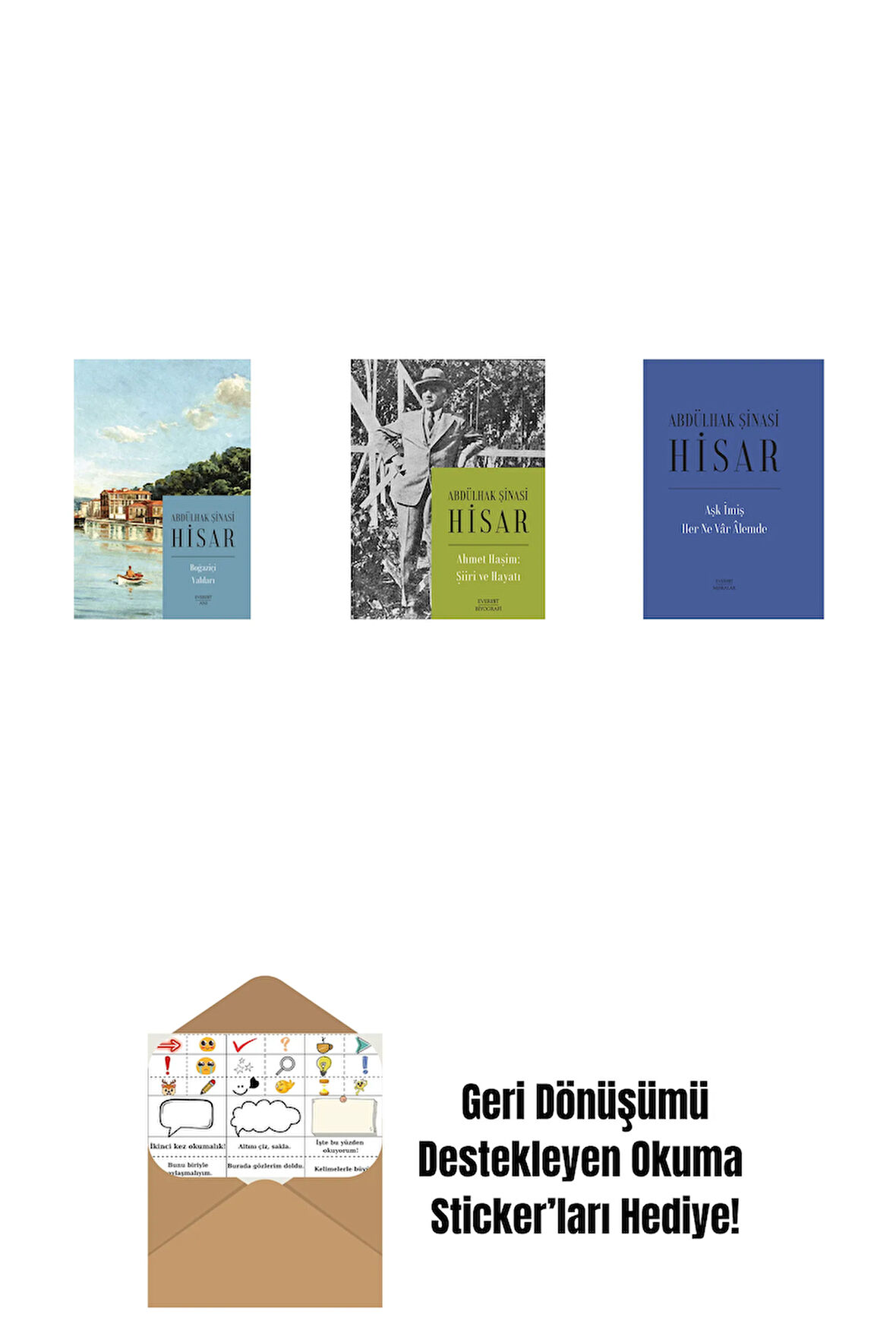 Boğaziçi Yalıları (Kitap Boy) + Ahmet Haşim:  Şiiri ve Hayatı + Aşk İmiş Her Ne Vâr Âlemde (Ciltli) + Okuma Sticker'ları