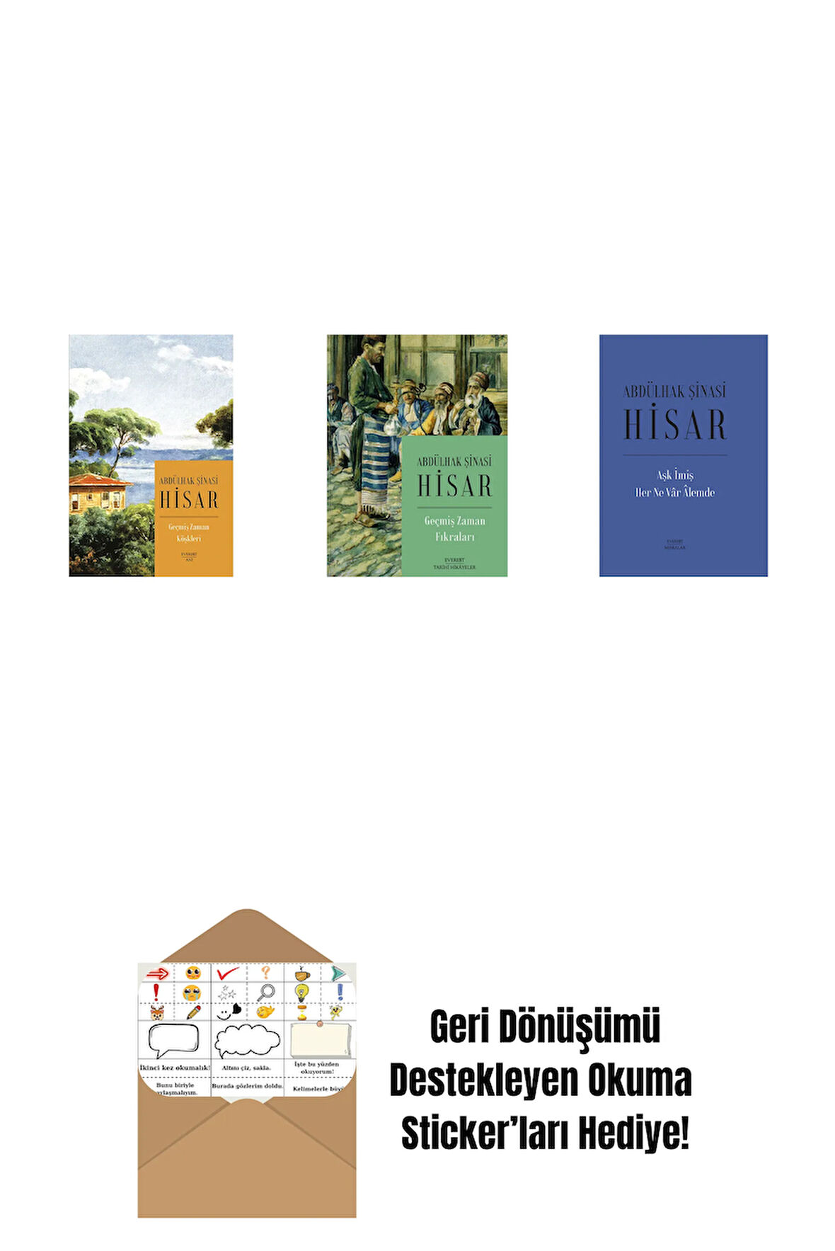 Geçmiş Zaman Köşkleri (Kitap Boy) + Geçmiş Zaman Fıkraları + Aşk İmiş Her Ne Vâr Âlemde (Ciltli) + Okuma Sticker'ları