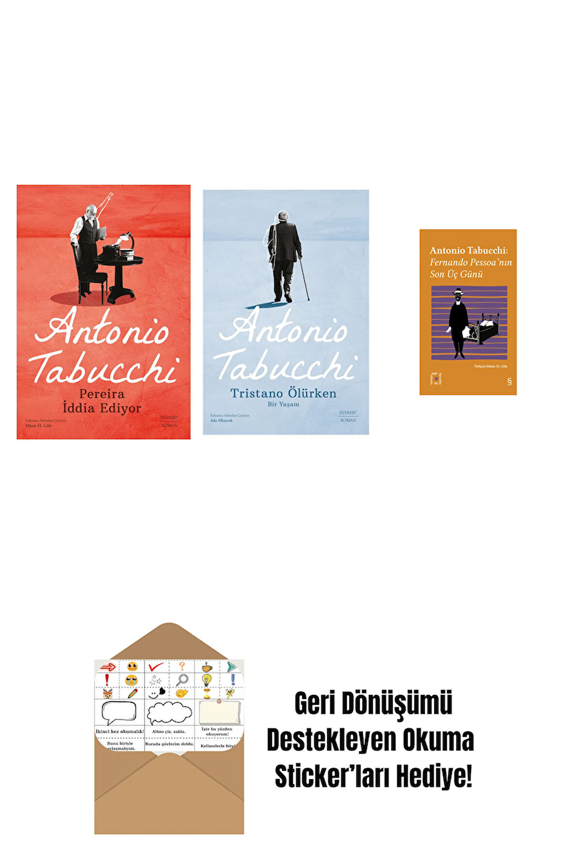 Pereira İddia Ediyor + Tristano Ölürken + Everest Açıkhava 34 - Fernando Pessoa’nın Son Üç Günü + Okuma Sticker'ları