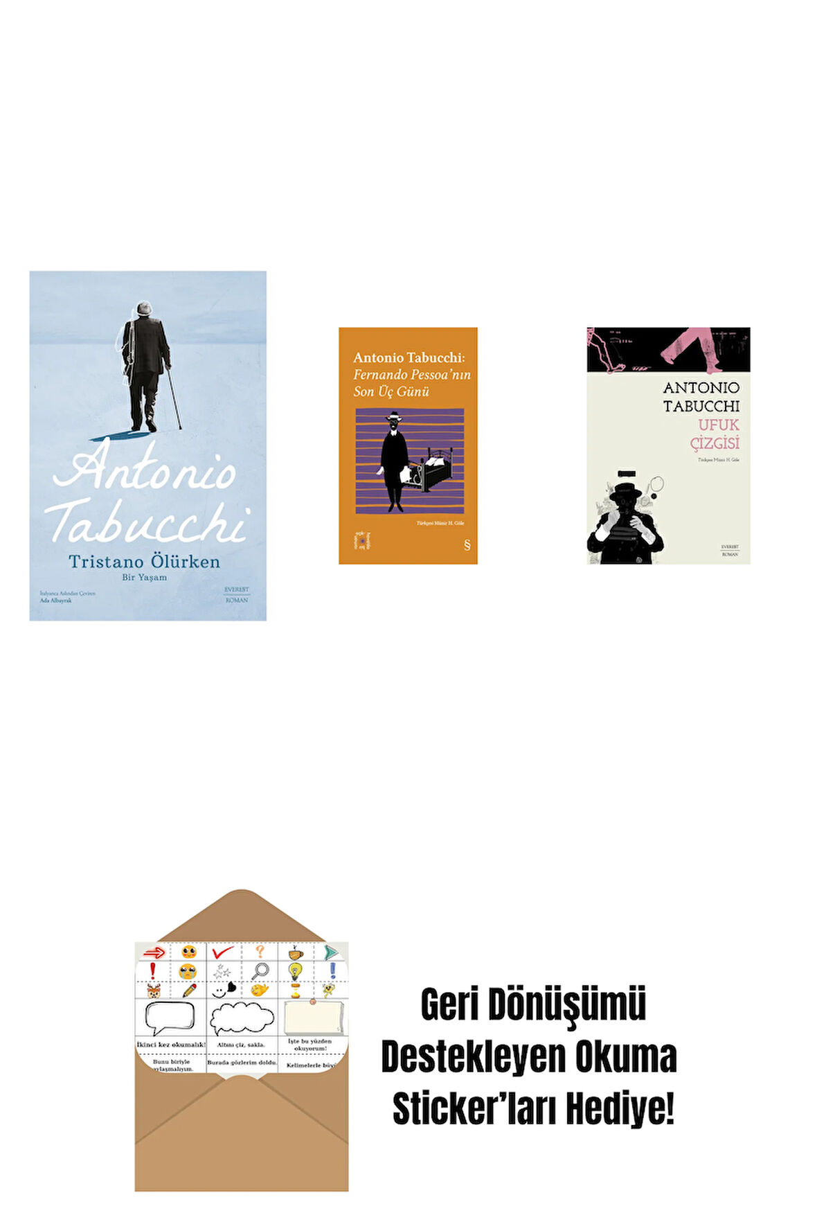 Tristano Ölürken + Everest Açıkhava 34 - Fernando Pessoa’nın Son Üç Günü + Ufuk Çizgisi + Okuma Sticker'ları