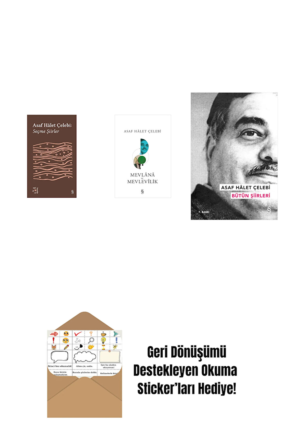 Everest Açıkhava 35 - Seçme Şiirler + Mevlana ve Mevlevilik + Asaf Hâlet Çelebi - Bütün Şiirleri + Okuma Sticker'ları