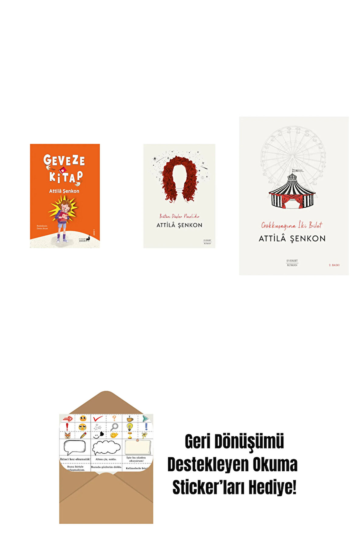 Geveze Kitap + Bütün Düşler Nazlı’dır + Gökkuşağına İki Bilet + Okuma Sticker'ları