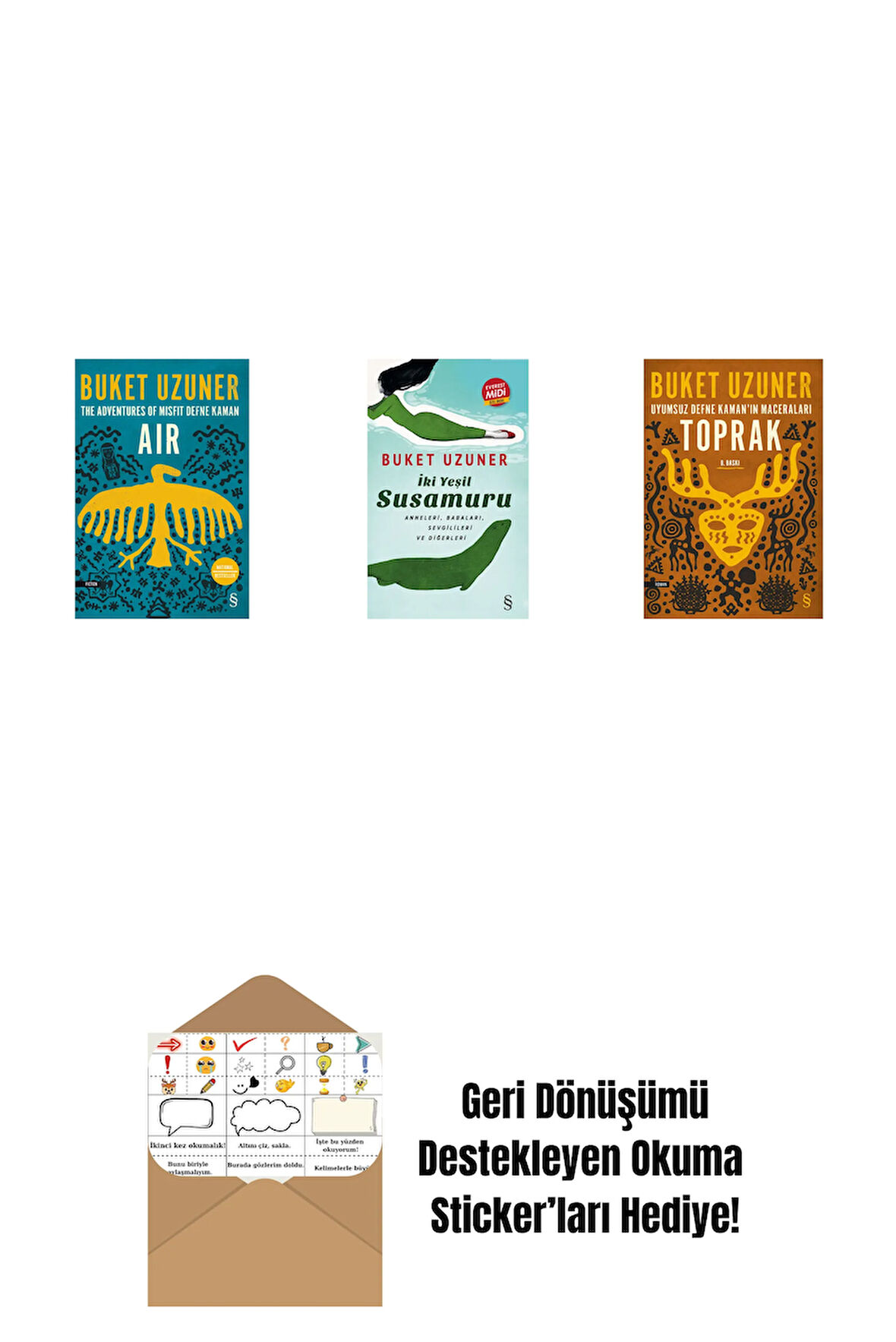 Air - The Adventures Of Misfit Defne Kaman + İki Yeşil Su Susamuru (Midi Boy) + Uyumsuz Defne Kaman'ın Maceraları - Toprak + Okuma Sticker'ları