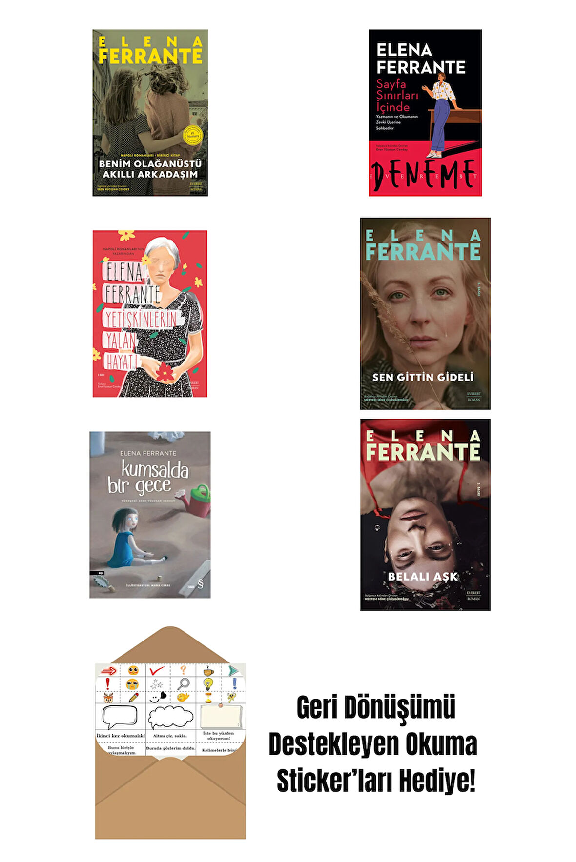 Elena Ferrante 6 Kitap Set + Okuma Sticker'ları