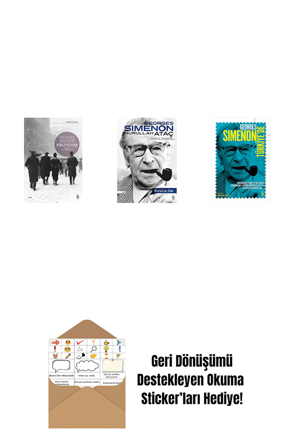 Kirliydi Kar + Kiralık Oda + Georges Simenon Türkiye'de + Okuma Sticker'ları