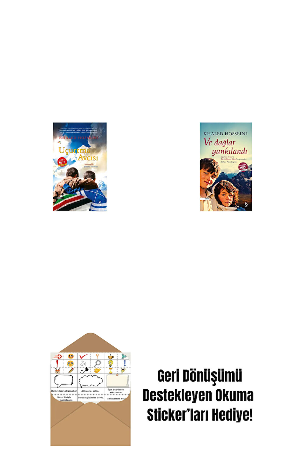 Uçurtma Avcısı (Midi Boy) + Ve Dağlar Yankılandı (Midi Boy) + Okuma Sticker'ları