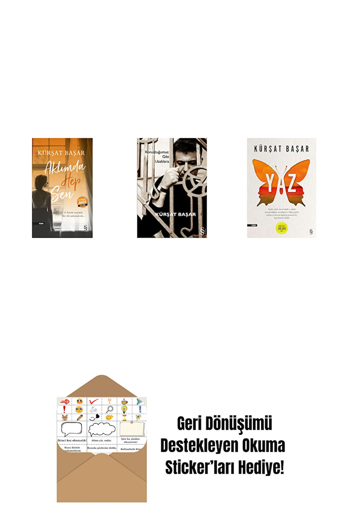 Aklımda Hep Sen (Midi Boy) + Konuştuğumuz Gibi Uzaklara + Yaz + Okuma Sticker'ları