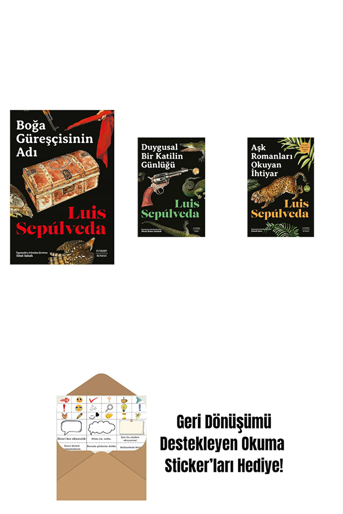 Boğa Güreşçisinin Adı + Duygusal Bir Katilin Günlüğü + Aşk Romanları  Okuyan İhtiyar + Okuma Sticker'ları