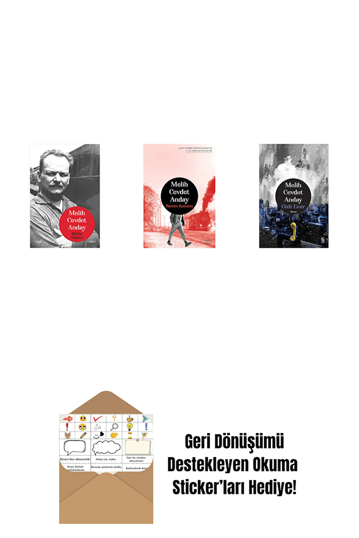 Melih Cevdet Anday - Bütün Şiirleri (Ciltli) + Barem Kanunu + Gizli Emir (Ciltli) + Okuma Sticker'ları