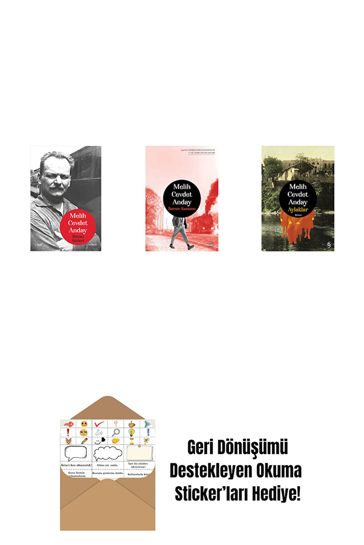 Melih Cevdet Anday - Bütün Şiirleri + Barem Kanunu + Aylaklar (Ciltli) + Okuma Sticker'ları