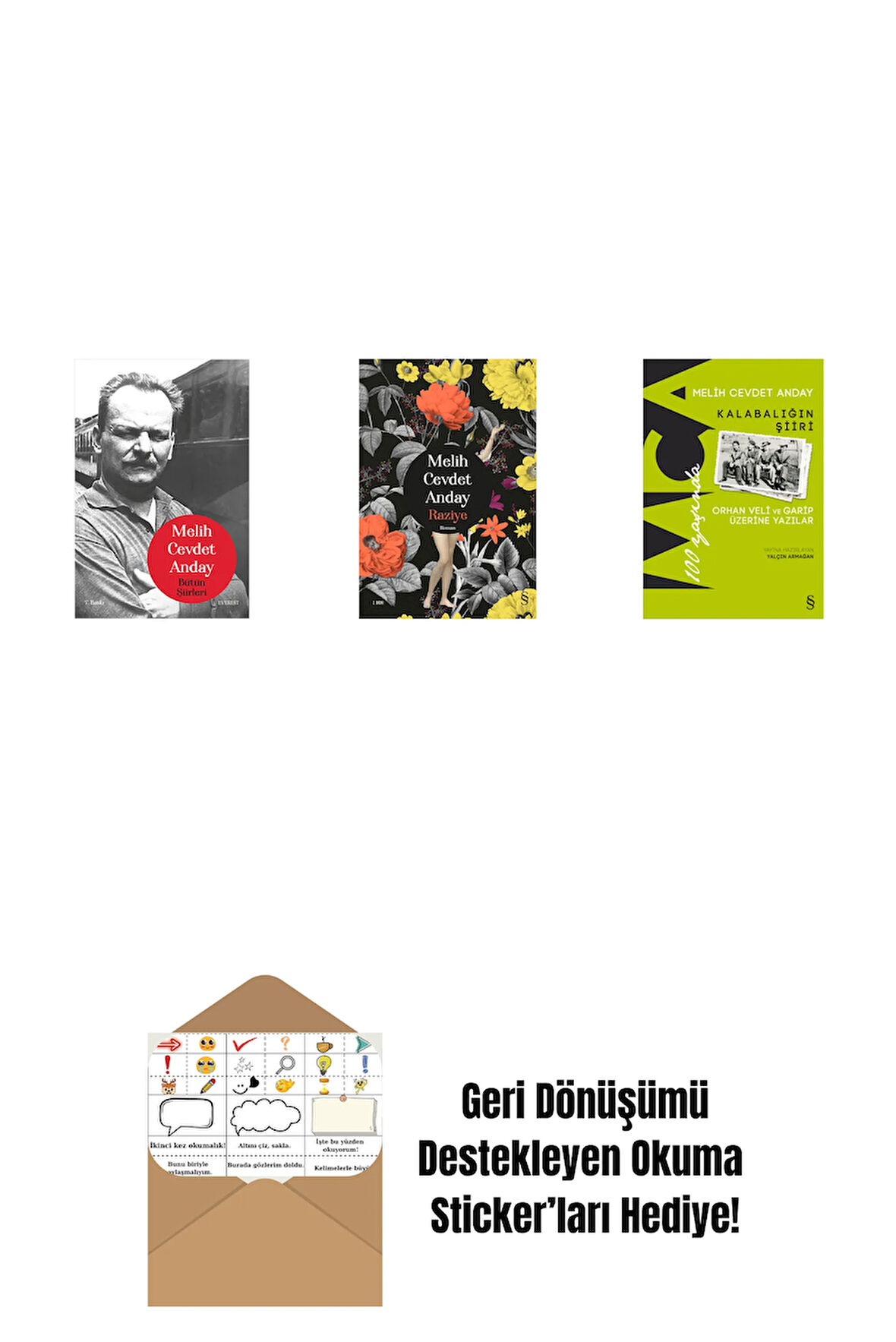 Melih Cevdet Anday - Bütün Şiirleri + Raziye (Ciltli) + Kalabalığın Şiiri + Okuma Sticker'ları