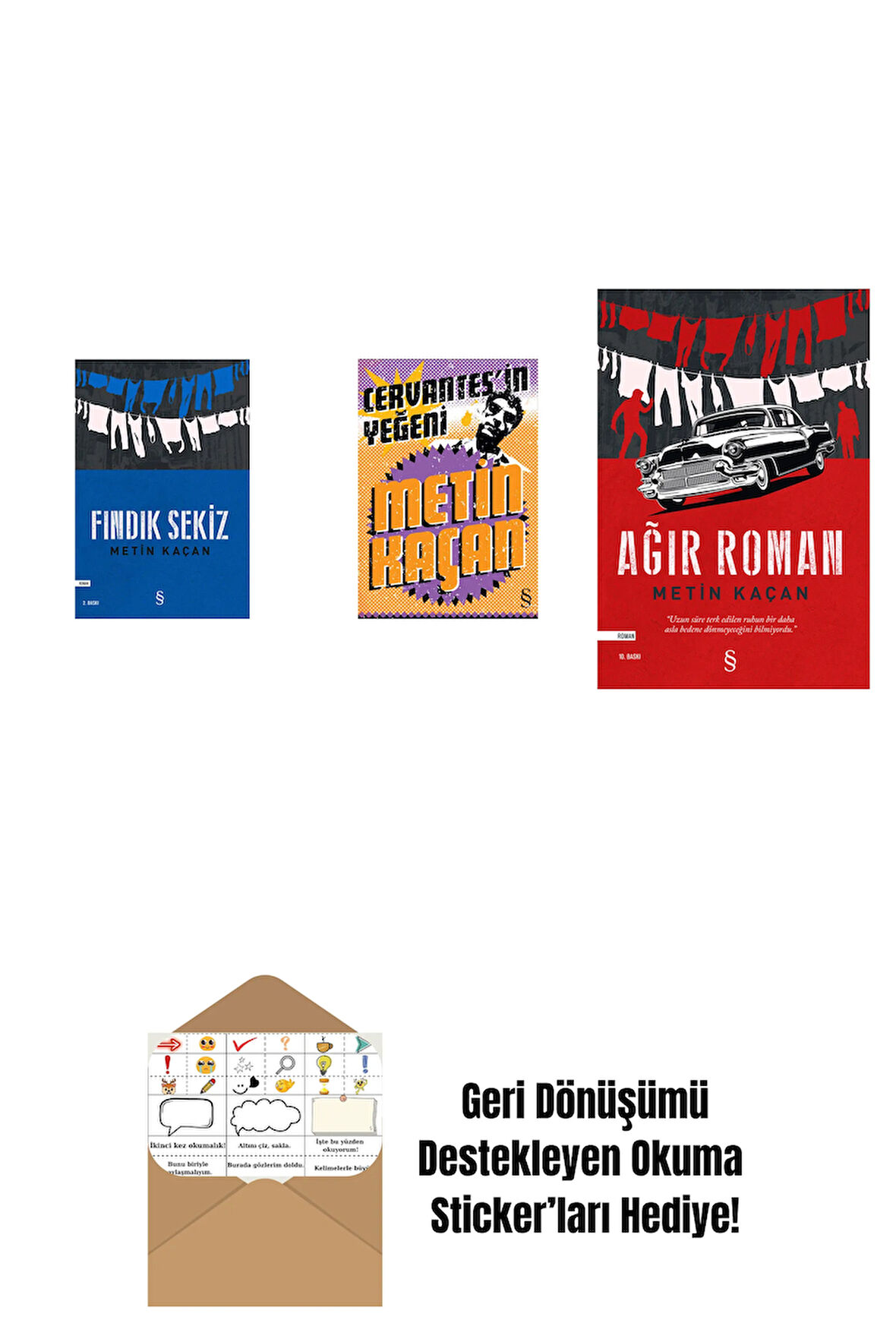 Fındık Sekiz + Cervantes'in Yeğeni + Ağır Roman + Okuma Sticker'ları
